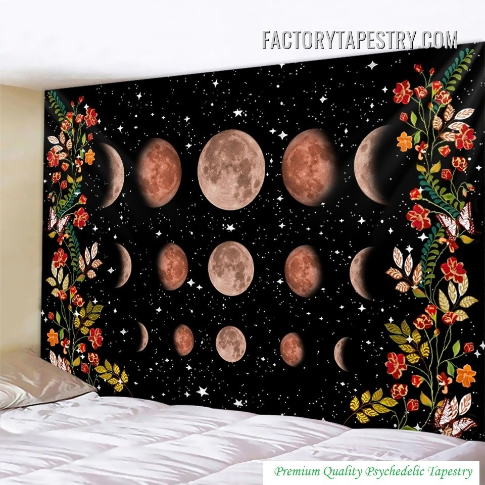 Starry Sky III Floral Psychedelic Tapestry Art