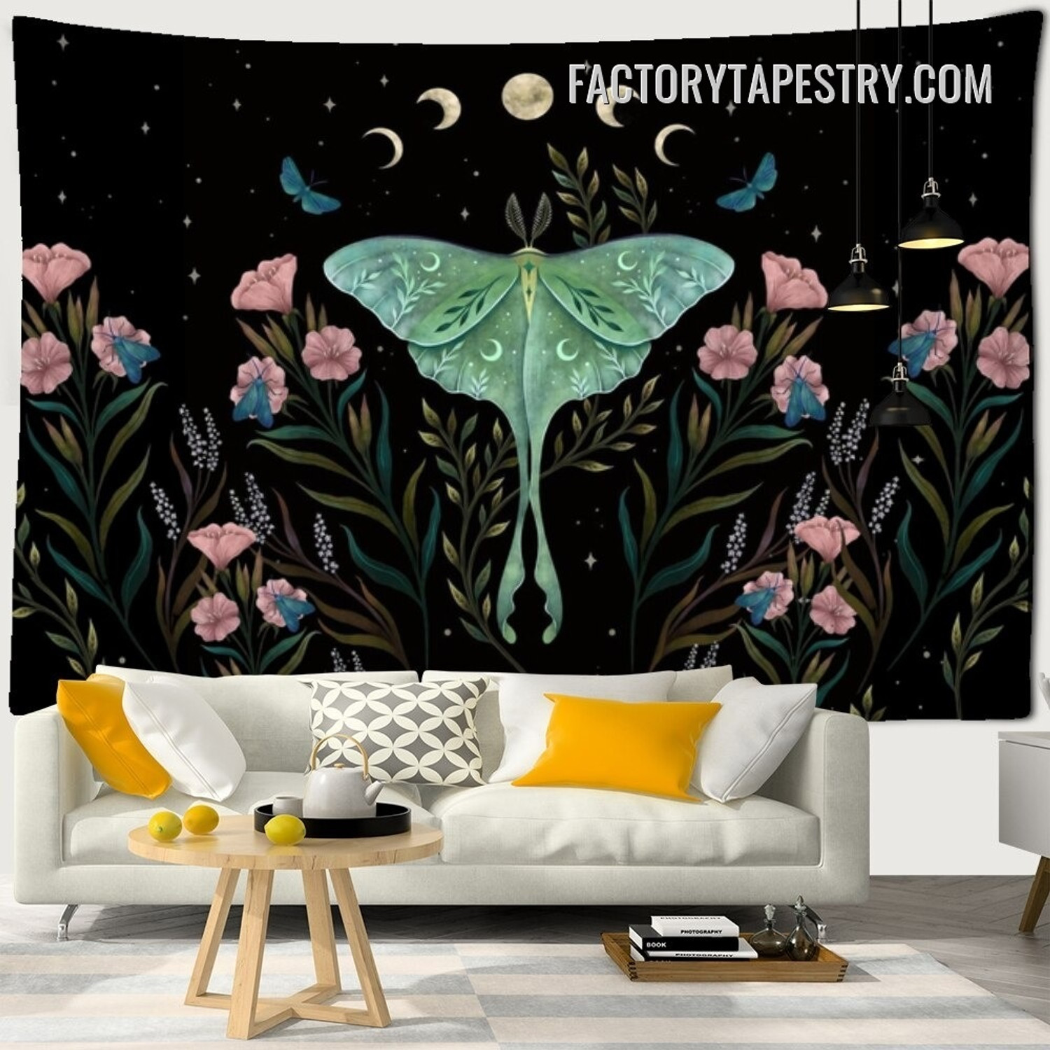 Mystical Moth Animal Floral Psychedelic Tapestry Wall Art