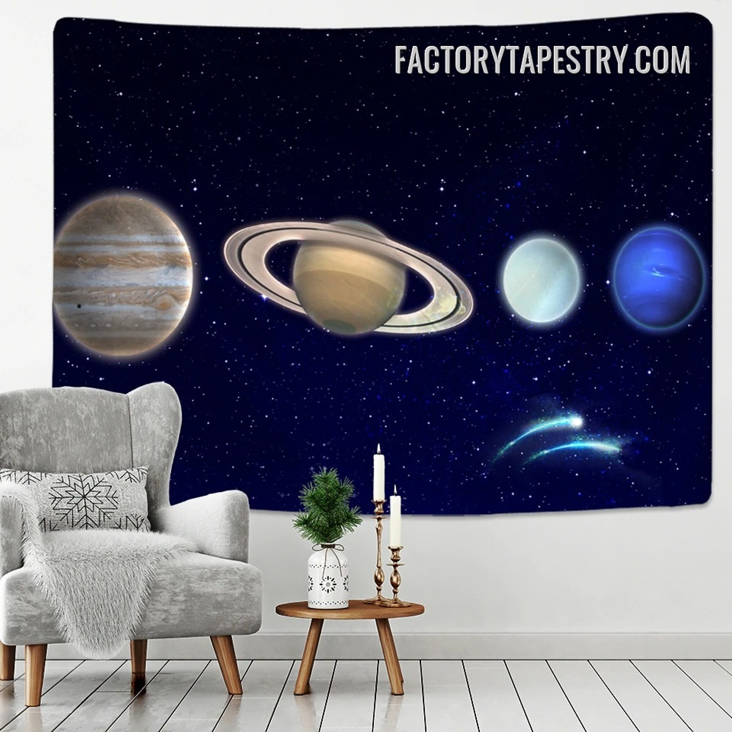 Space Planets Galaxy Modern Wall Art Tapestry for Bedroom Home Decoration