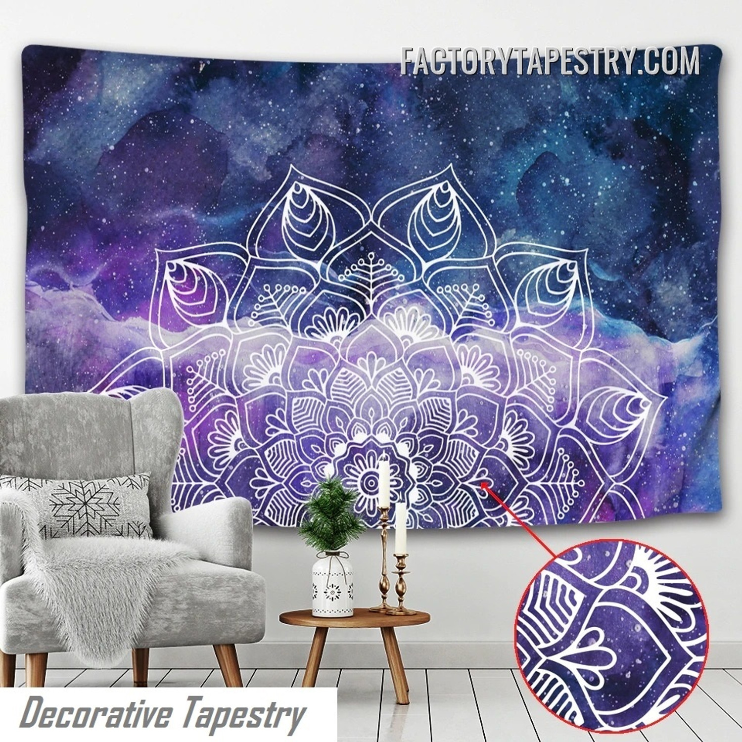 Psychedelic Mandala Tapestry Floral Wall Hanging Tapestries for Bedroom Living Room