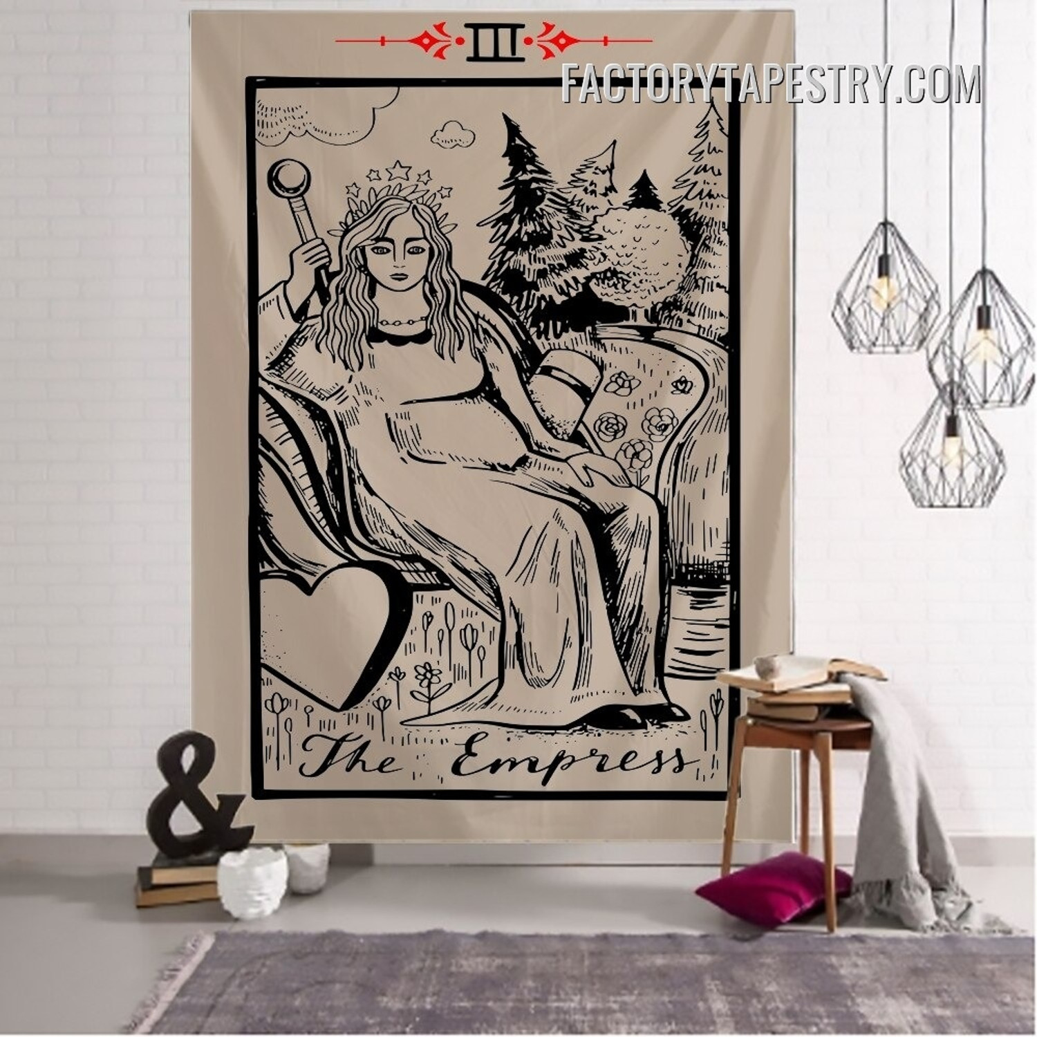 The Empress I Bohemian Tarot Card Tapestry Medieval Europe Divination Wall Hanging Tapestries