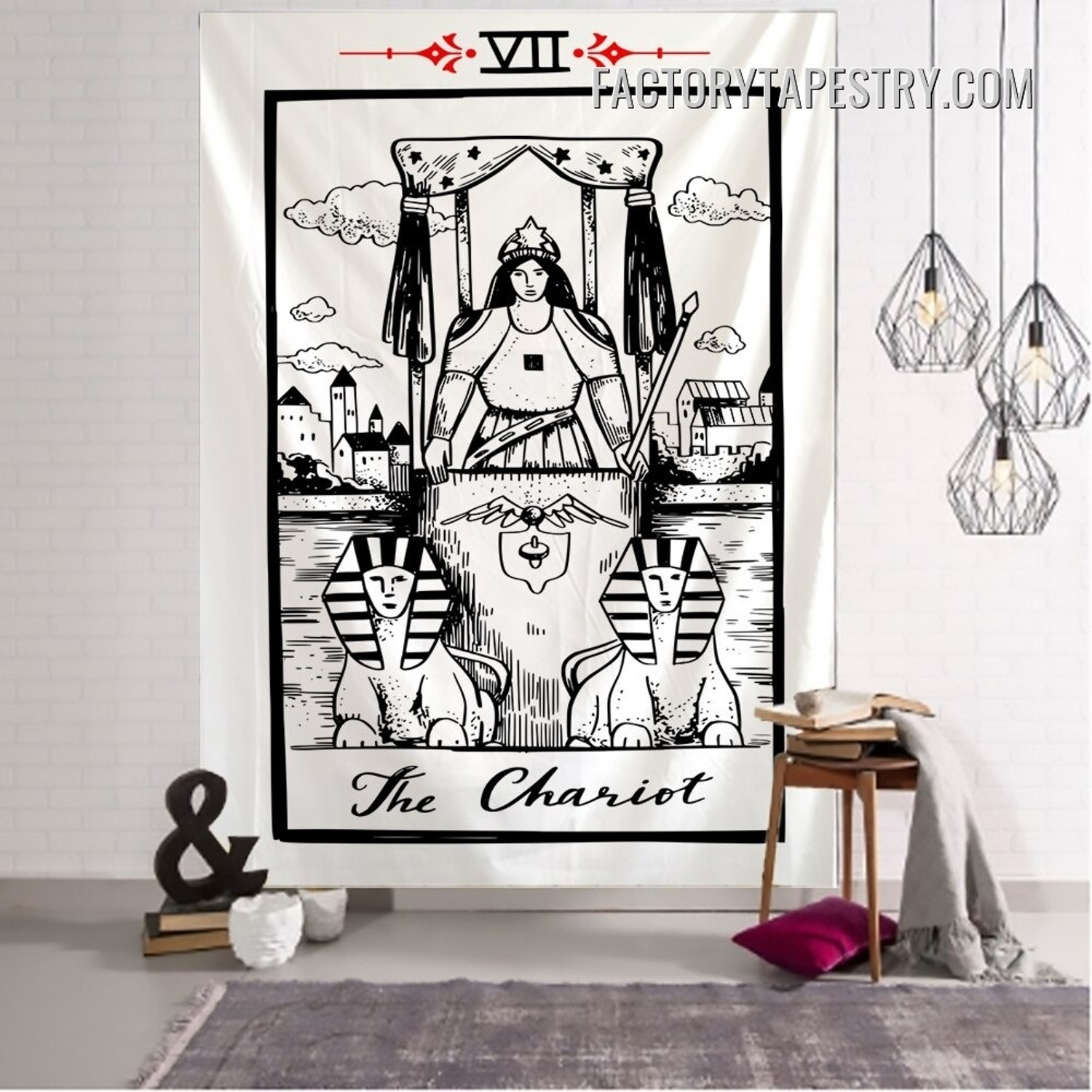 The Chariot I Bohemian Tarot Card Wall Hanging Tapestry for Medieval Europe Divination Tapestries