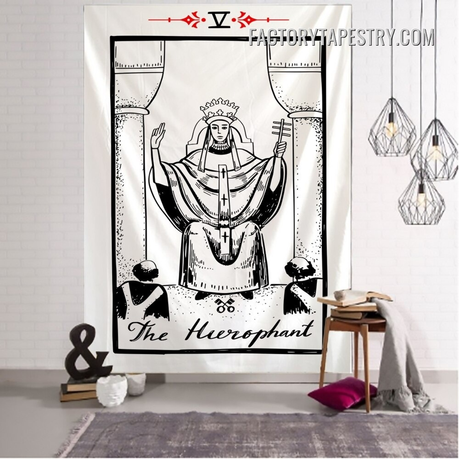 The Hierophant I Bohemian Tarot Card Tapestry Medieval Europe Divination Wall Hanging Tapestries