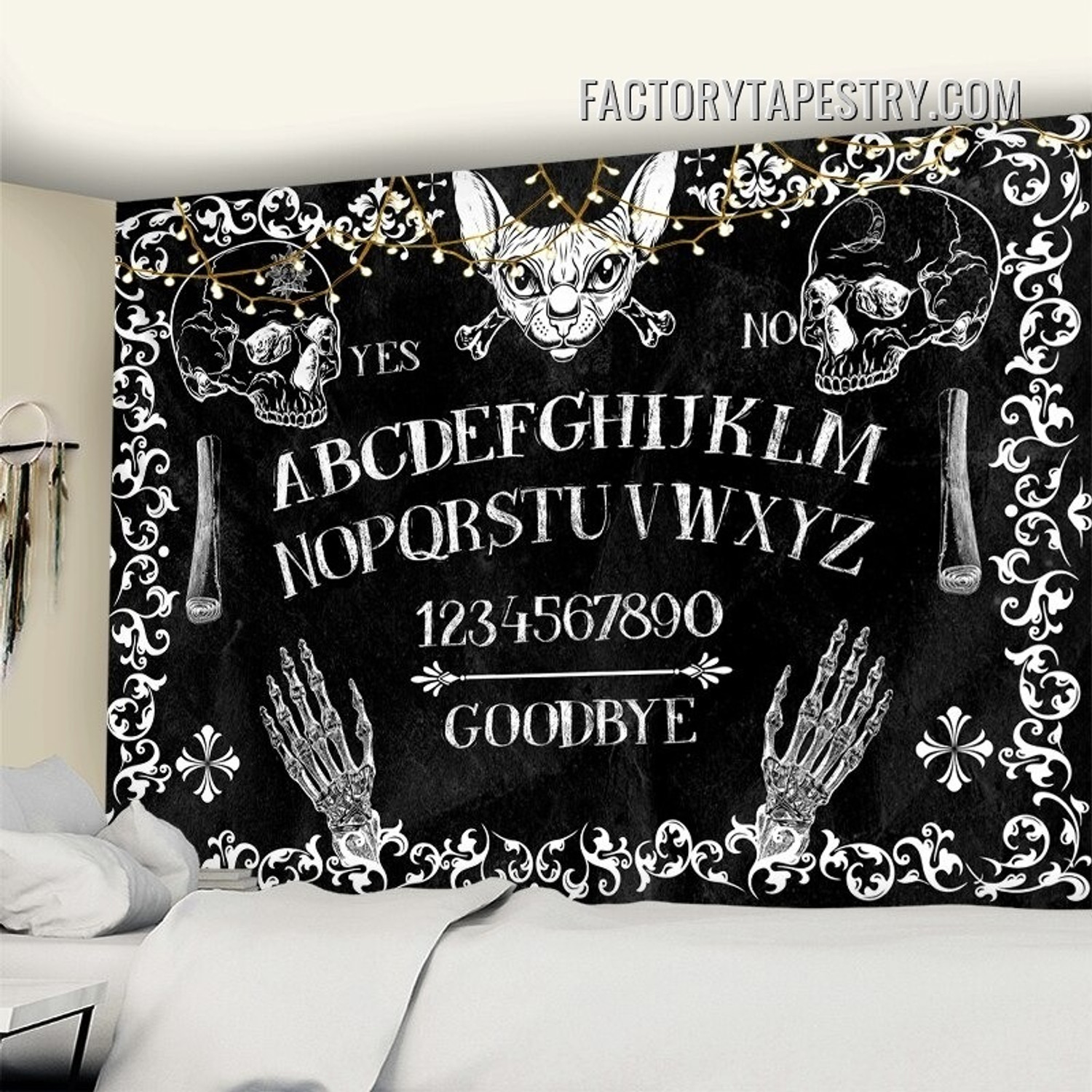 Ouija Board Tapestry Bohemian Witchcraft Divination Wall Hanging Occult Tapestries for Bedroom Home Décor