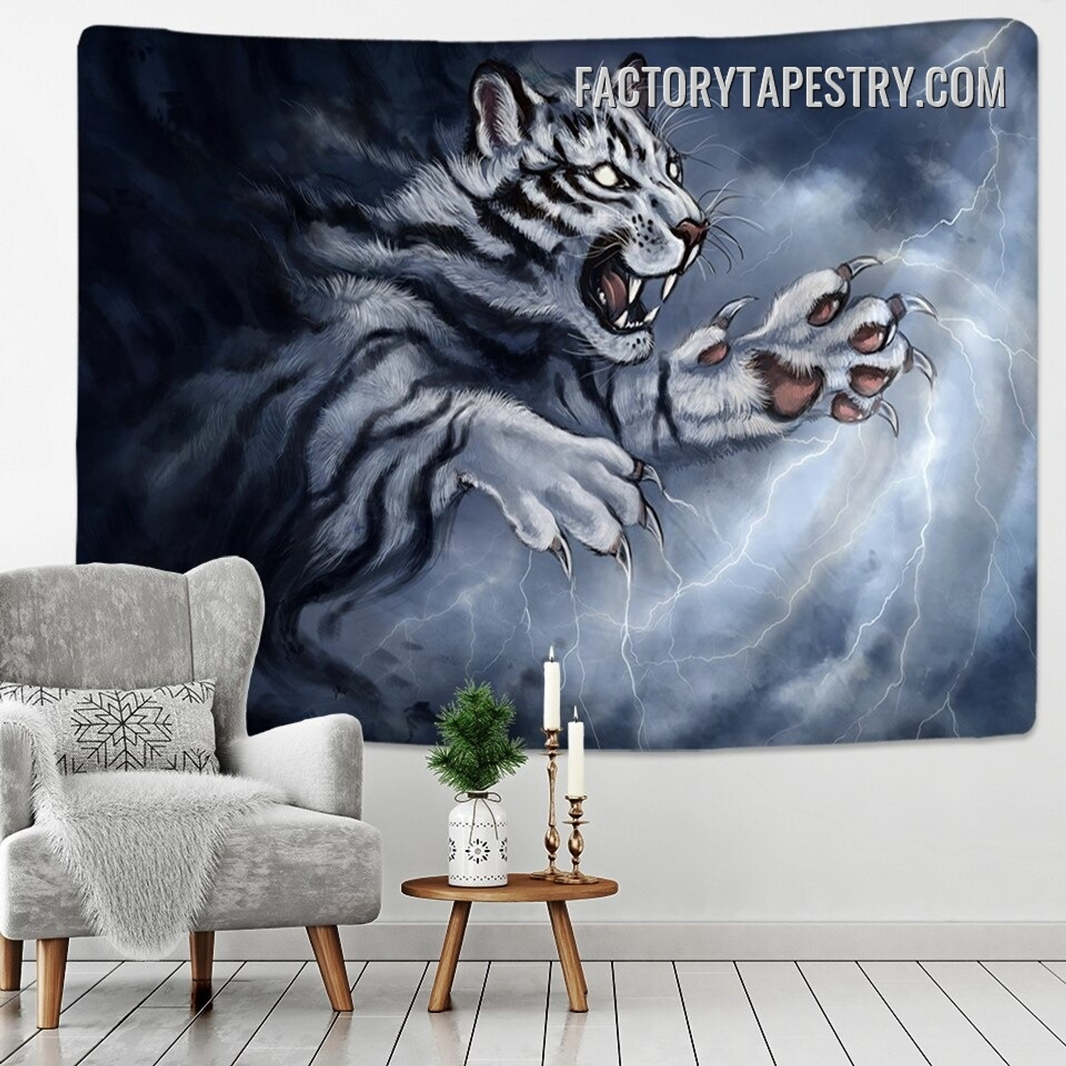 Furious Tiger Animal Modern Wall Hanging Tapestry for Dorm Room Décor