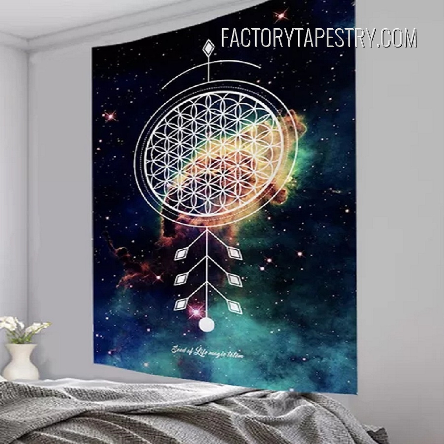 Cosmic Space Tarot Psychedelic Tapestry Art