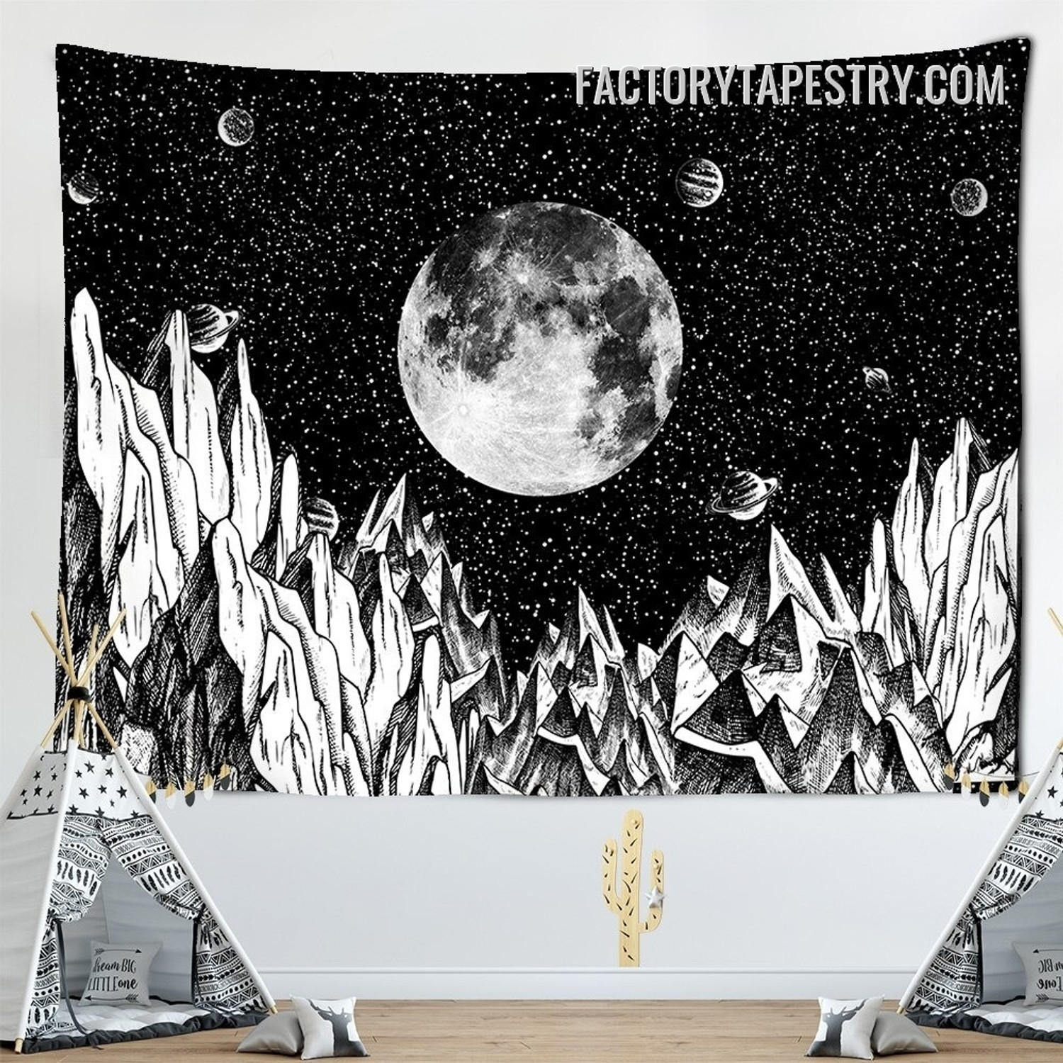 Moon Mountain Tapestry Landscape Bohemian Wall Hanging Tapestries for Home Decoration