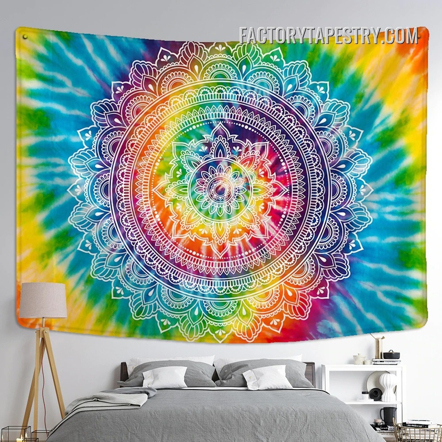 Rainbow mandala swoosh Wall Tapestry by Sea of Grace