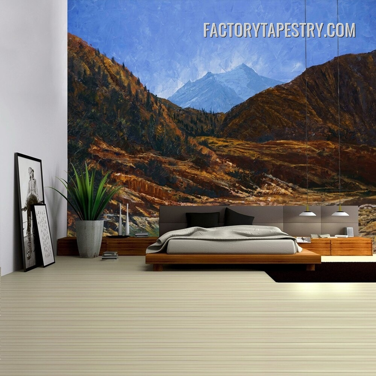 Snow Mountain View Nature Landscape Modern Wall Art Tapestry for Bedroom Dorm Home Decor