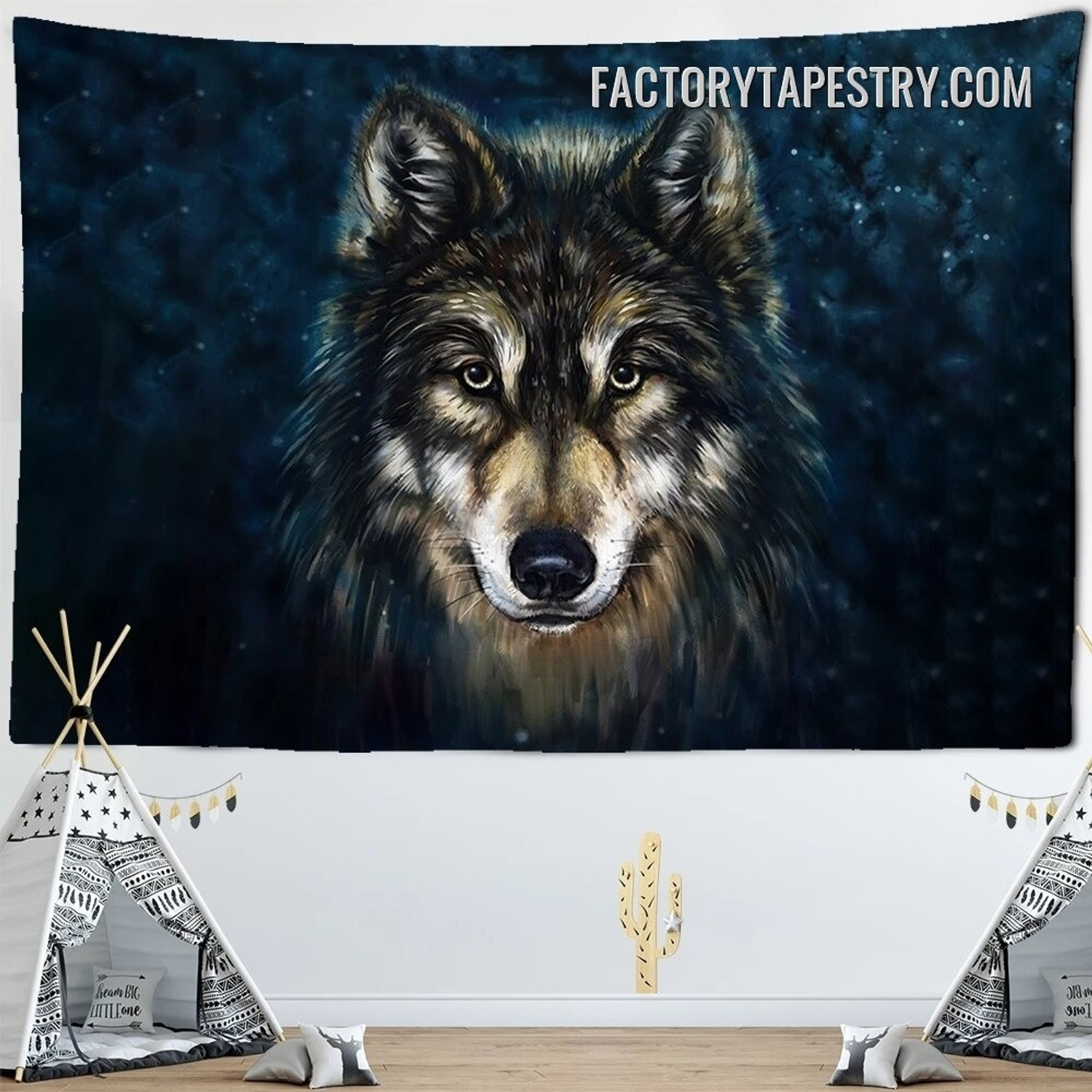 Wolf Face Animal Psychedelic Tapestry Wall Art