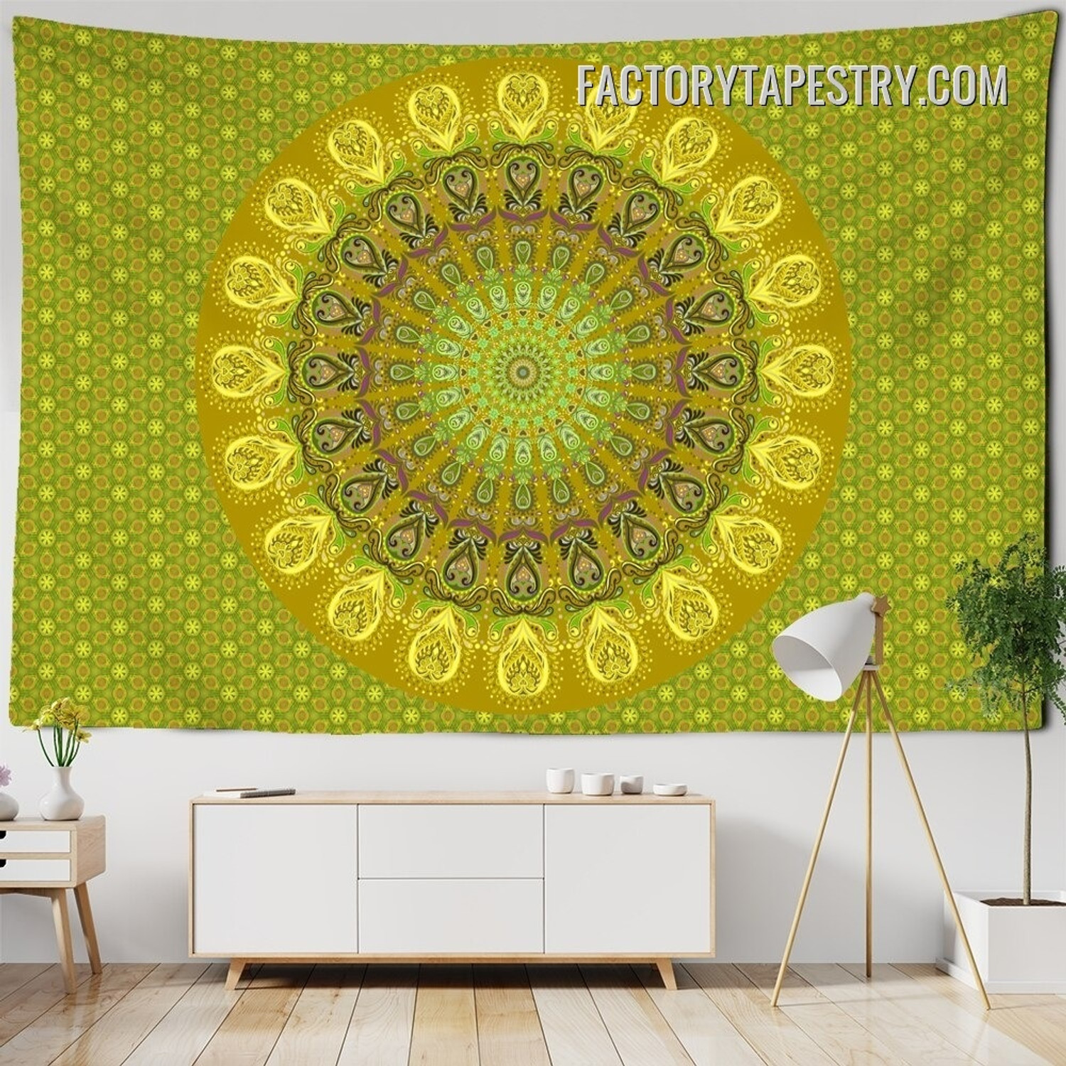 Yellow Mandala Tapestry Indian Wall Tapestry Wall Hanging Bedspread Deco New 