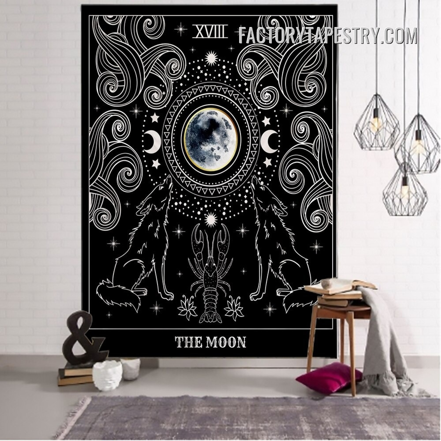 The Moon X Astrology Bohemian Tarot Wall Hanging Tapestry for Living Room Decoration