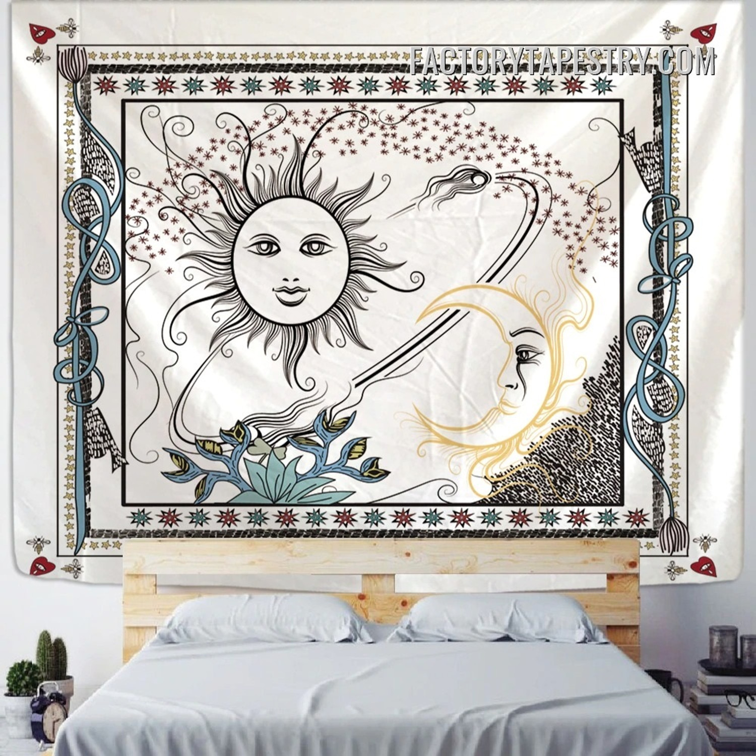 Esoteric Sun and Moon Tarot Divination Hippie Bohemian Wall Art Tapestry for Living Room Decoration
