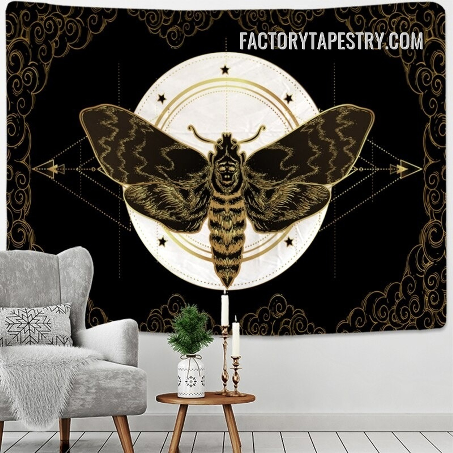 Mystic Moth Witchcraft Tarot Bohemian Wall Hanging Tapestry for Home Decoration