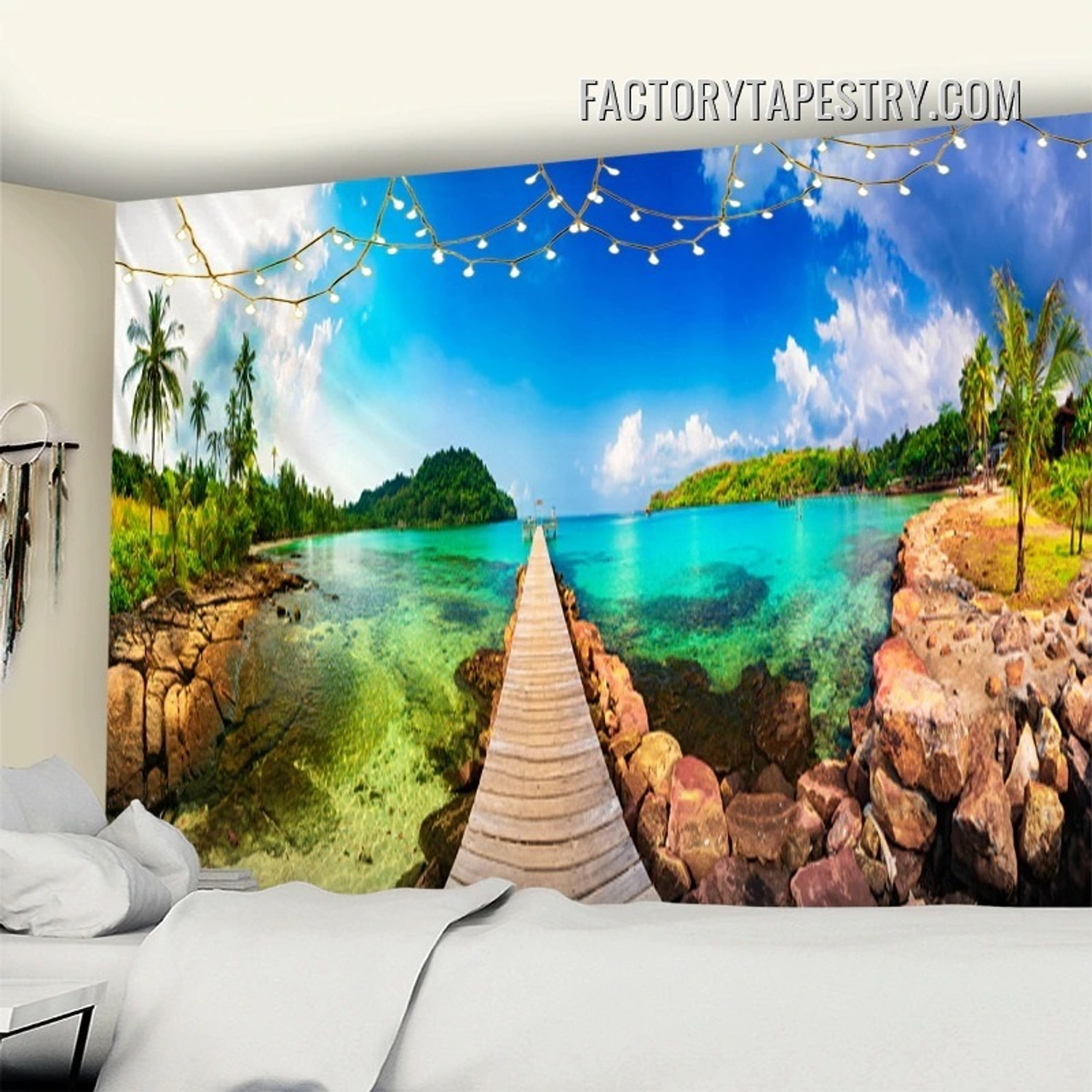 Seashore Scenery Nature Landscape Modern Wall Art Tapestry for Home Decoration