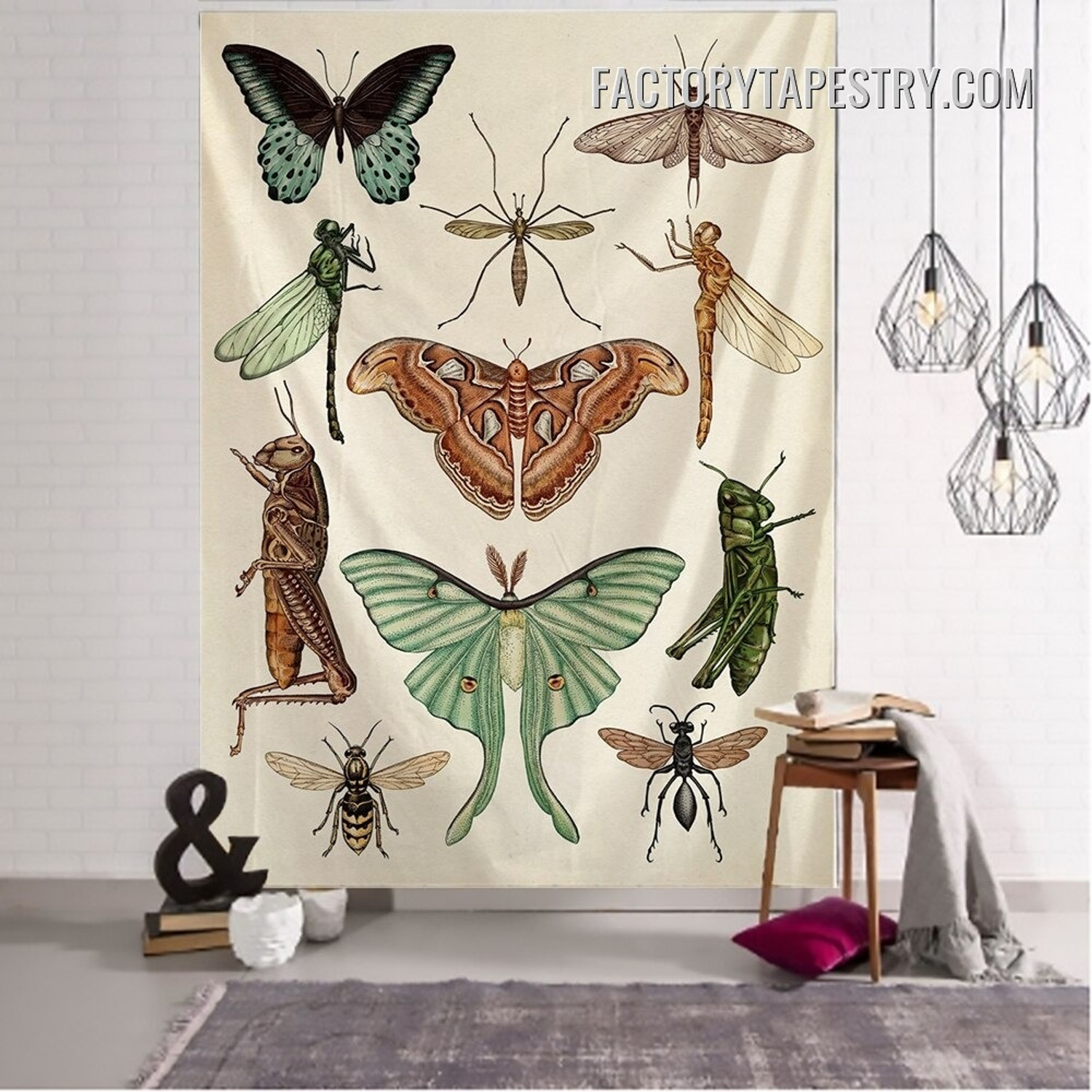 Butterflies and Moths I Animal Psychedelic Tapestry Wall Hanging
