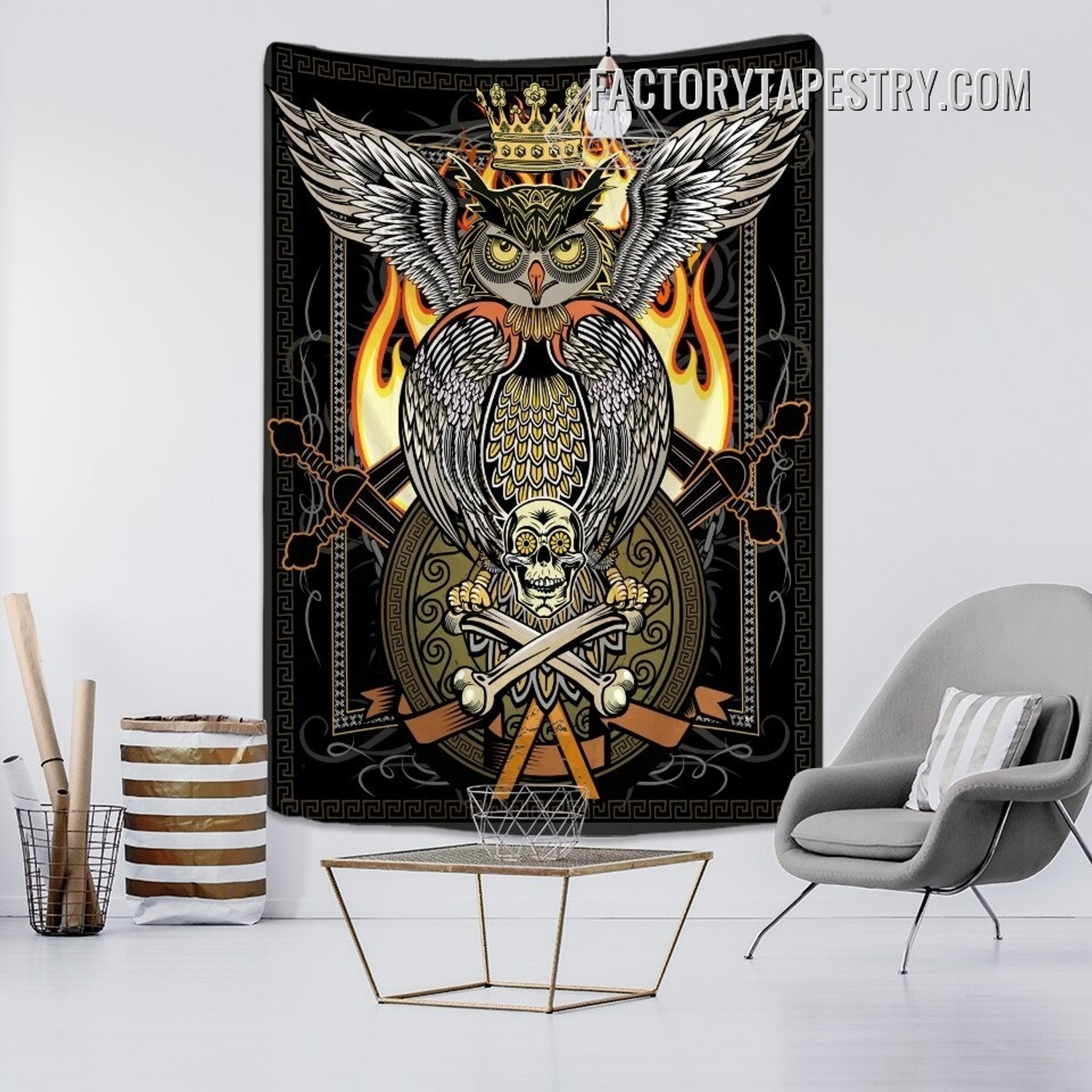 King Owl Tarot Witchcraft Modern Wall Art Tapestry for Bedroom Dorm Home Decoration