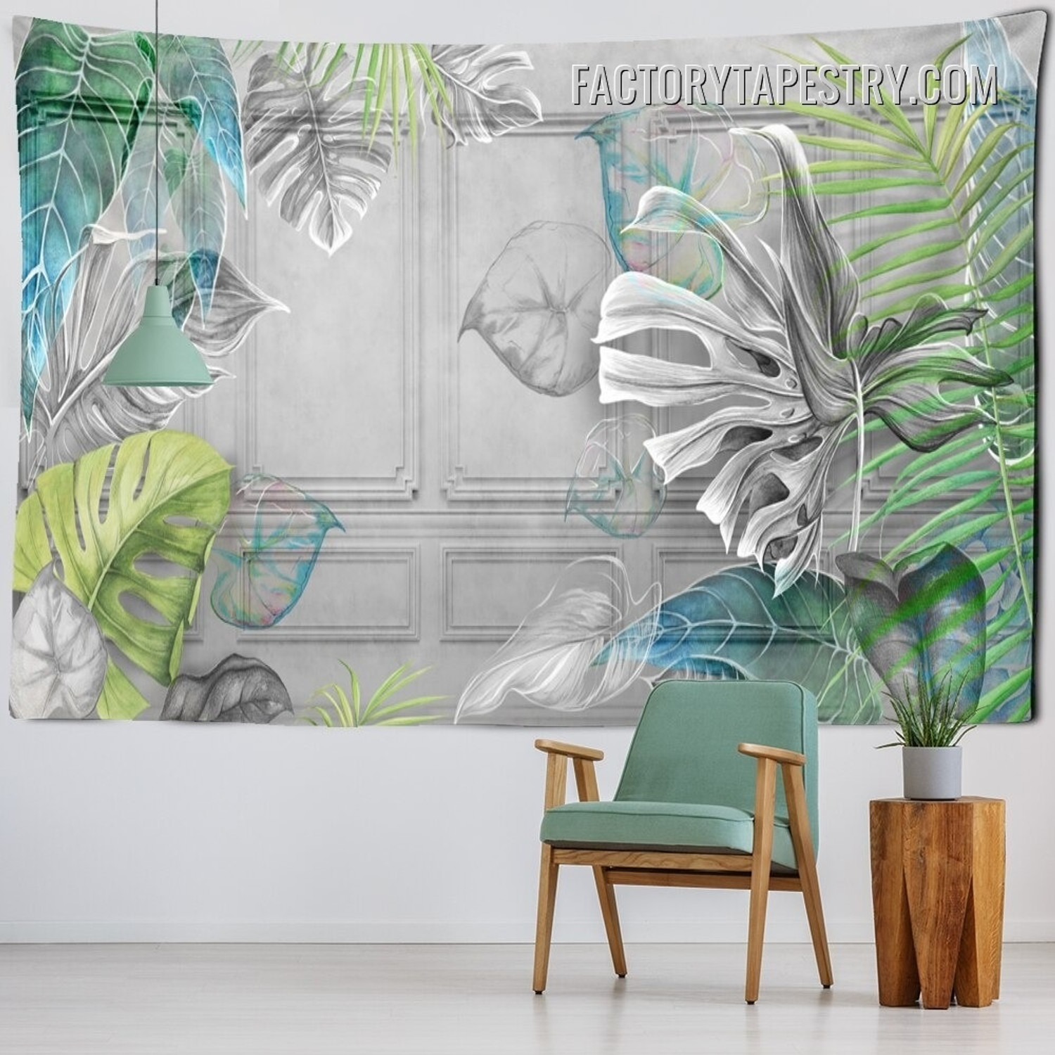 Tropical Leaves Background Botanical 3D Modern Wall Art Tapestry for Bedroom Decoration