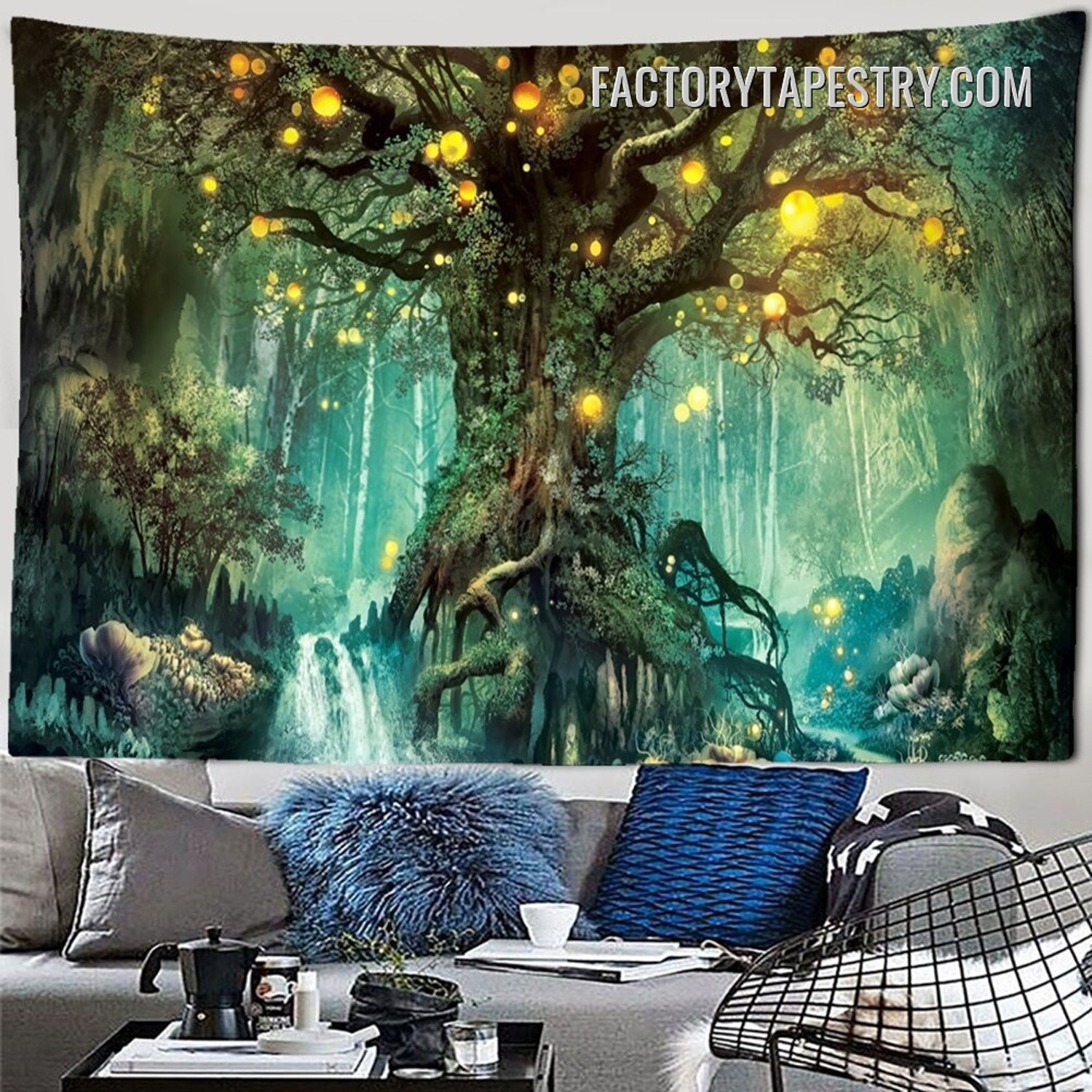 Wall Hanging Tapestry Mystic Forest Pattern Tapestry Wall Blankets Home Decor 