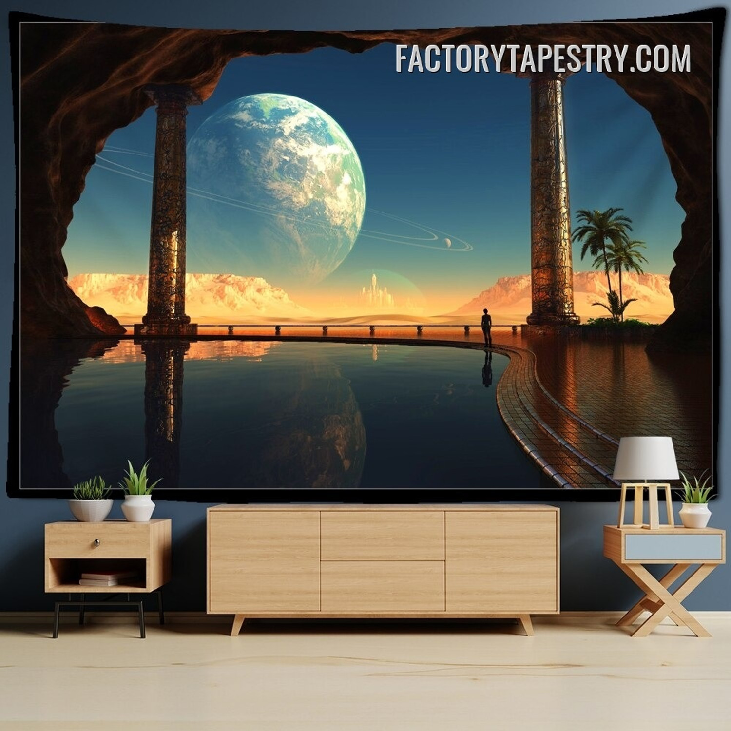 Fantasy Planet Nature Landscape Modern Wall Hanging Tapestry for Bedroom Decoration