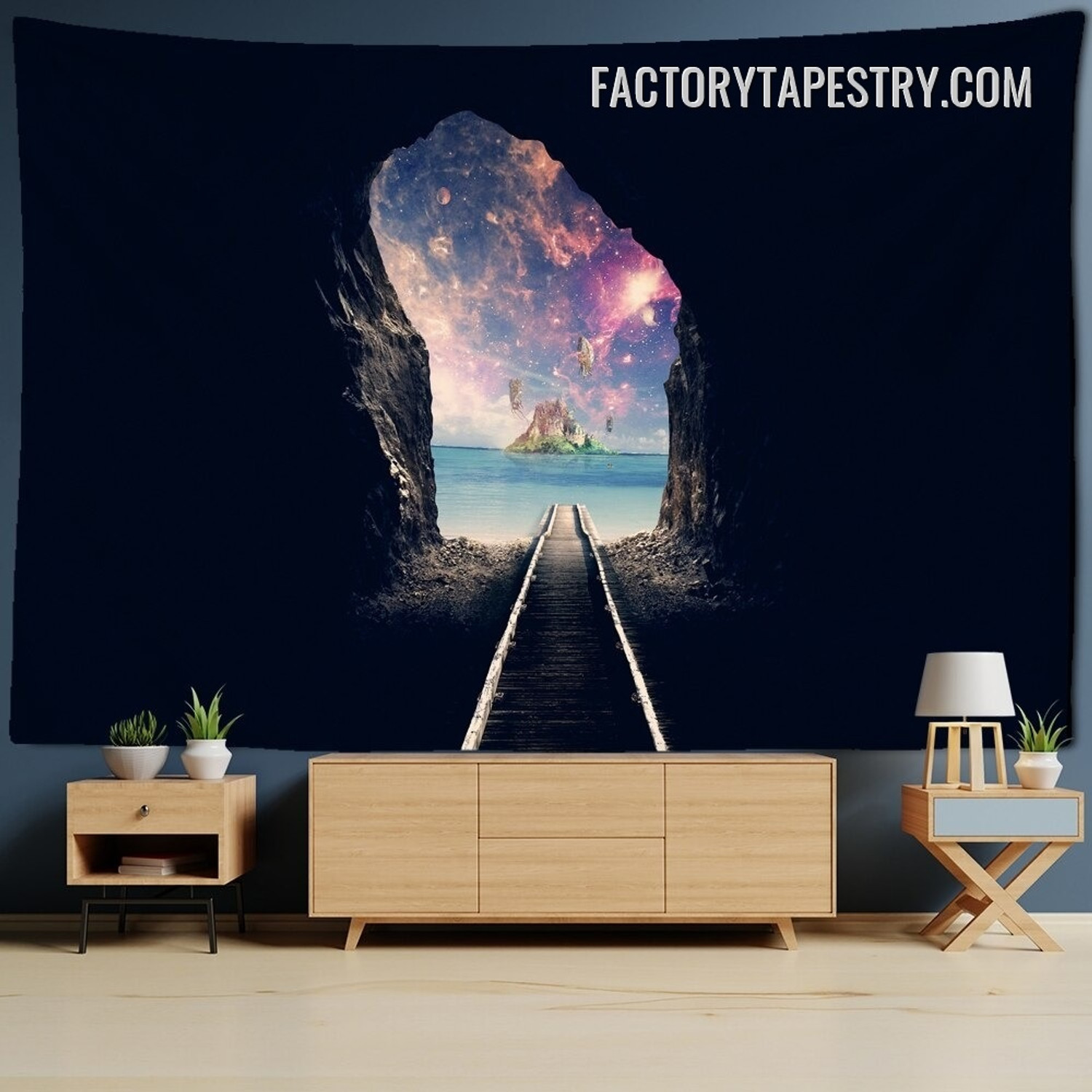 Sea Cave Fantasy Nature Landscape Modern Wall Hanging Tapestry for Room Decoration