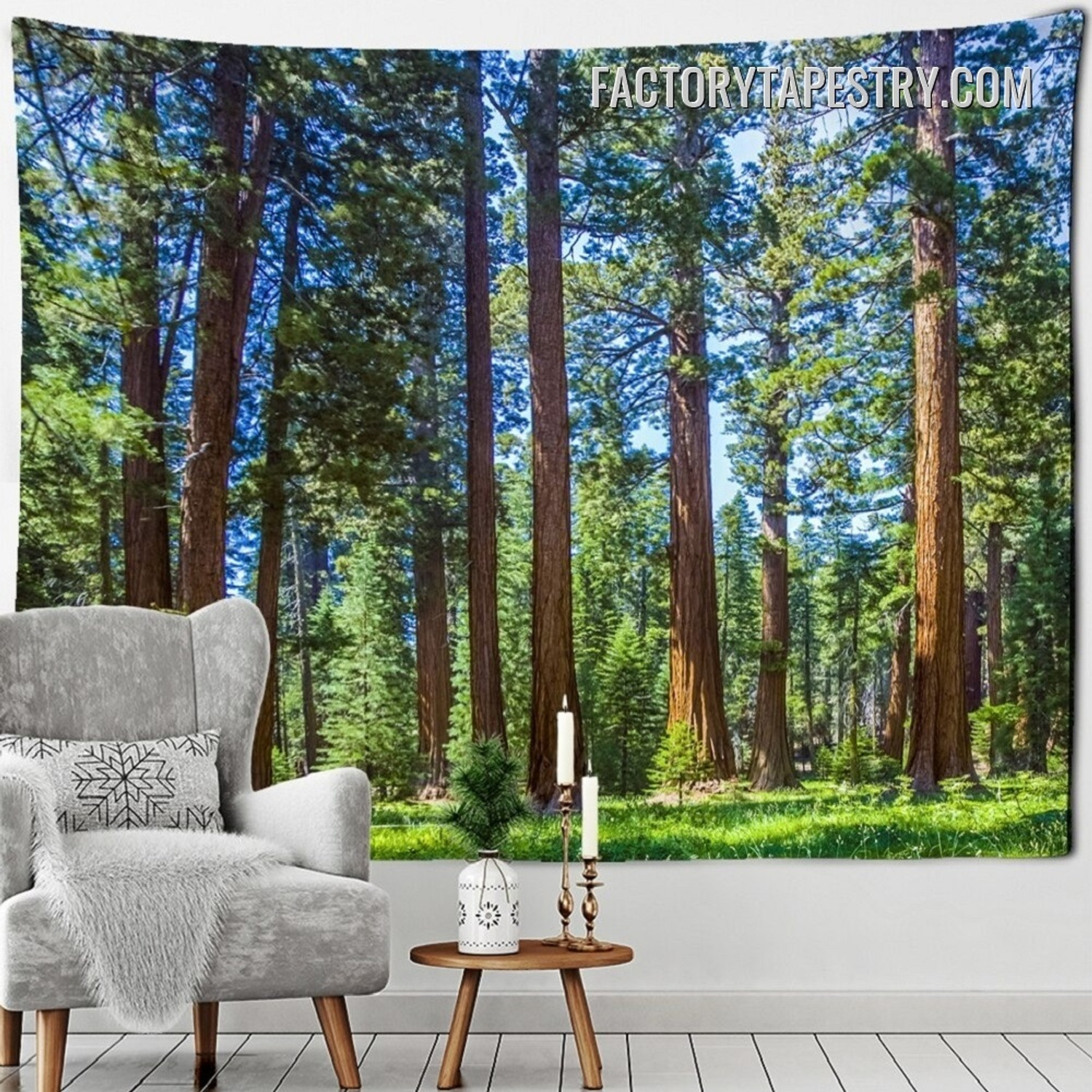 Morning Forest Nature Landscape Modern Wall Art Tapestry for Bedroom Dorm Home Decoration
