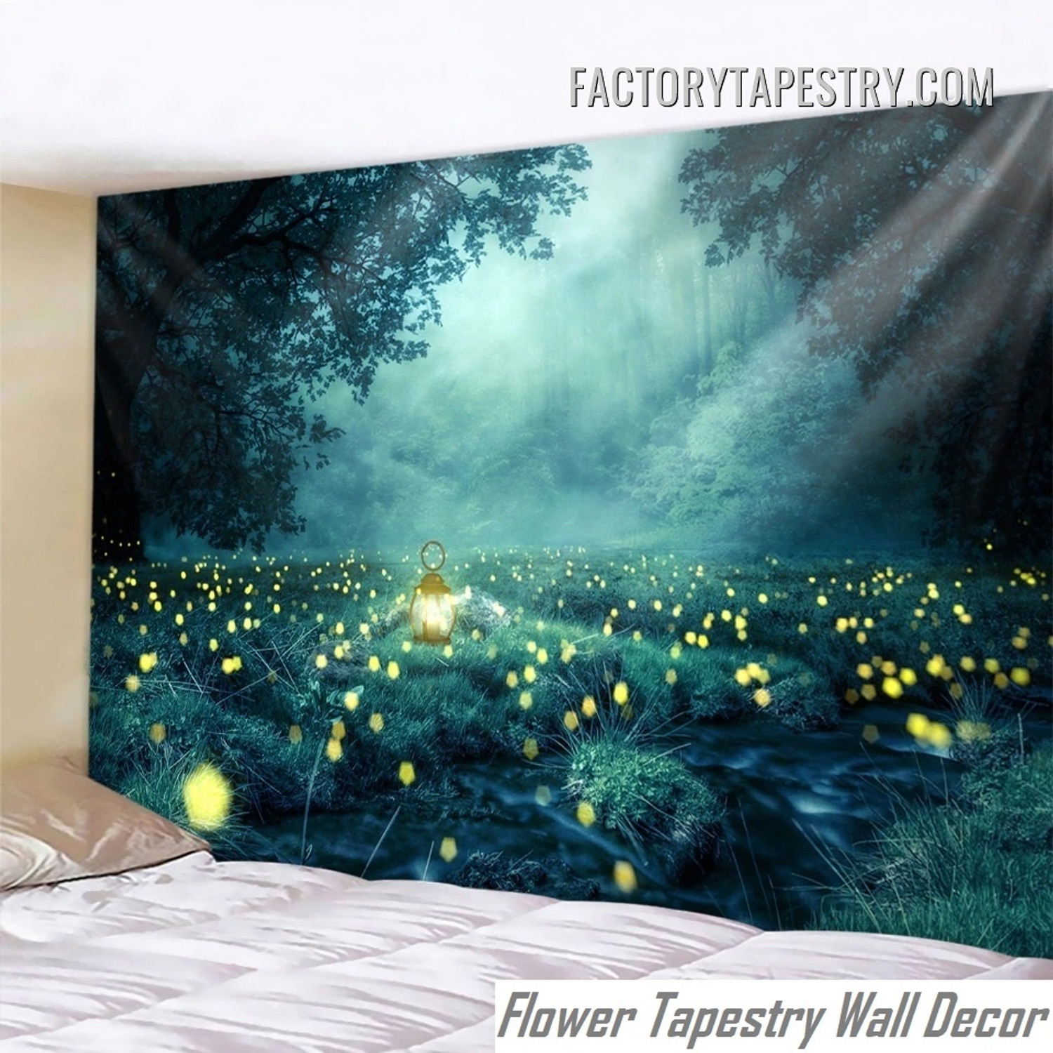 Mystical Tail Lamp Fantasy Landscape Modern Wall Hanging Tapestry for Room Decoration