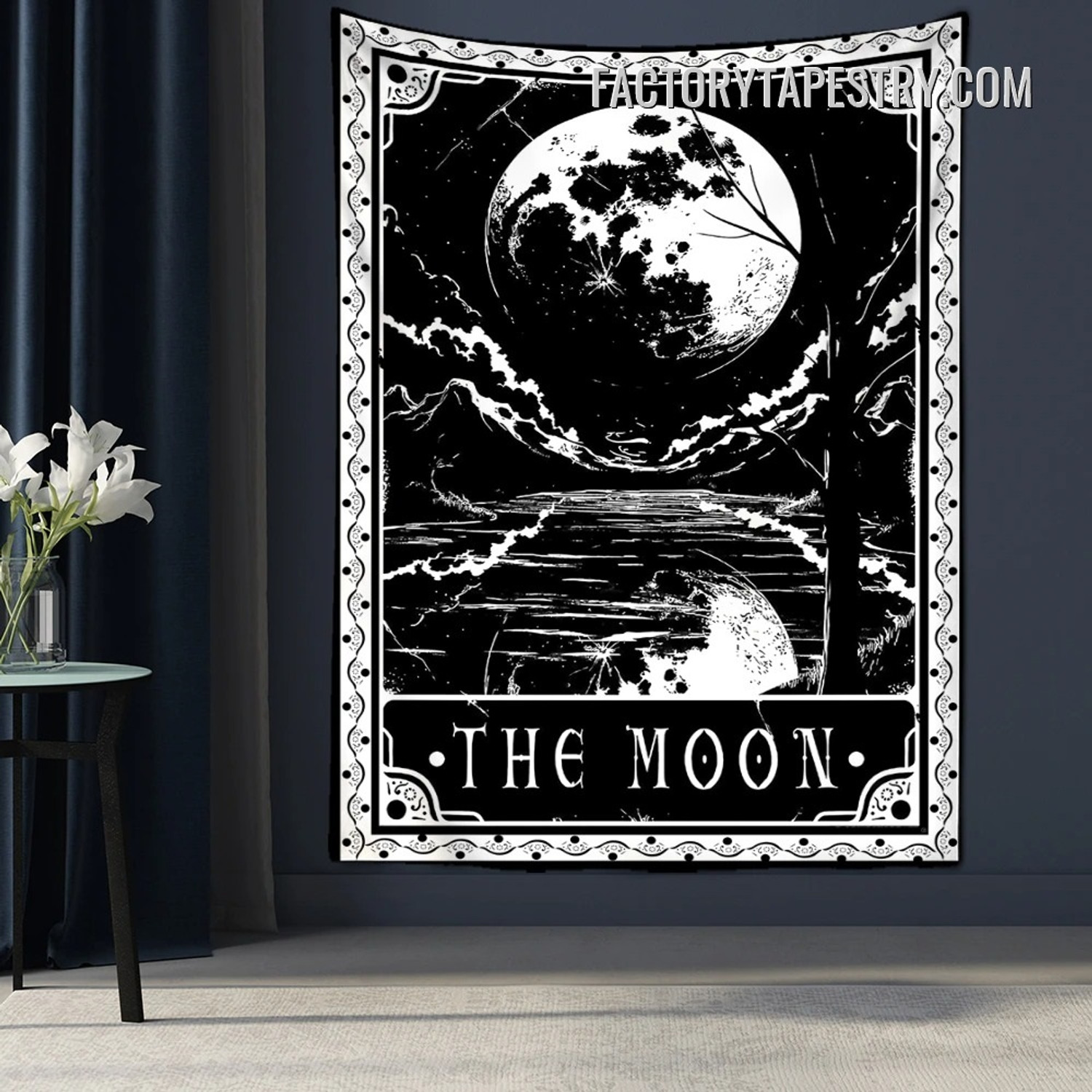 The Moon IV Bohemian Tarot Tapestry Wall Hanging