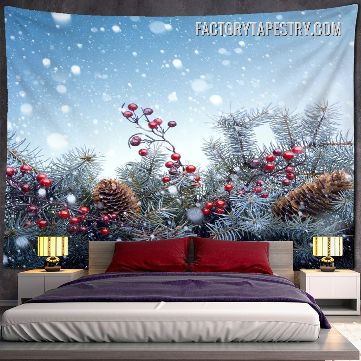 Winter Season Background Landscape Occasion Modern Wall Hanging Tapestry for Home Décor