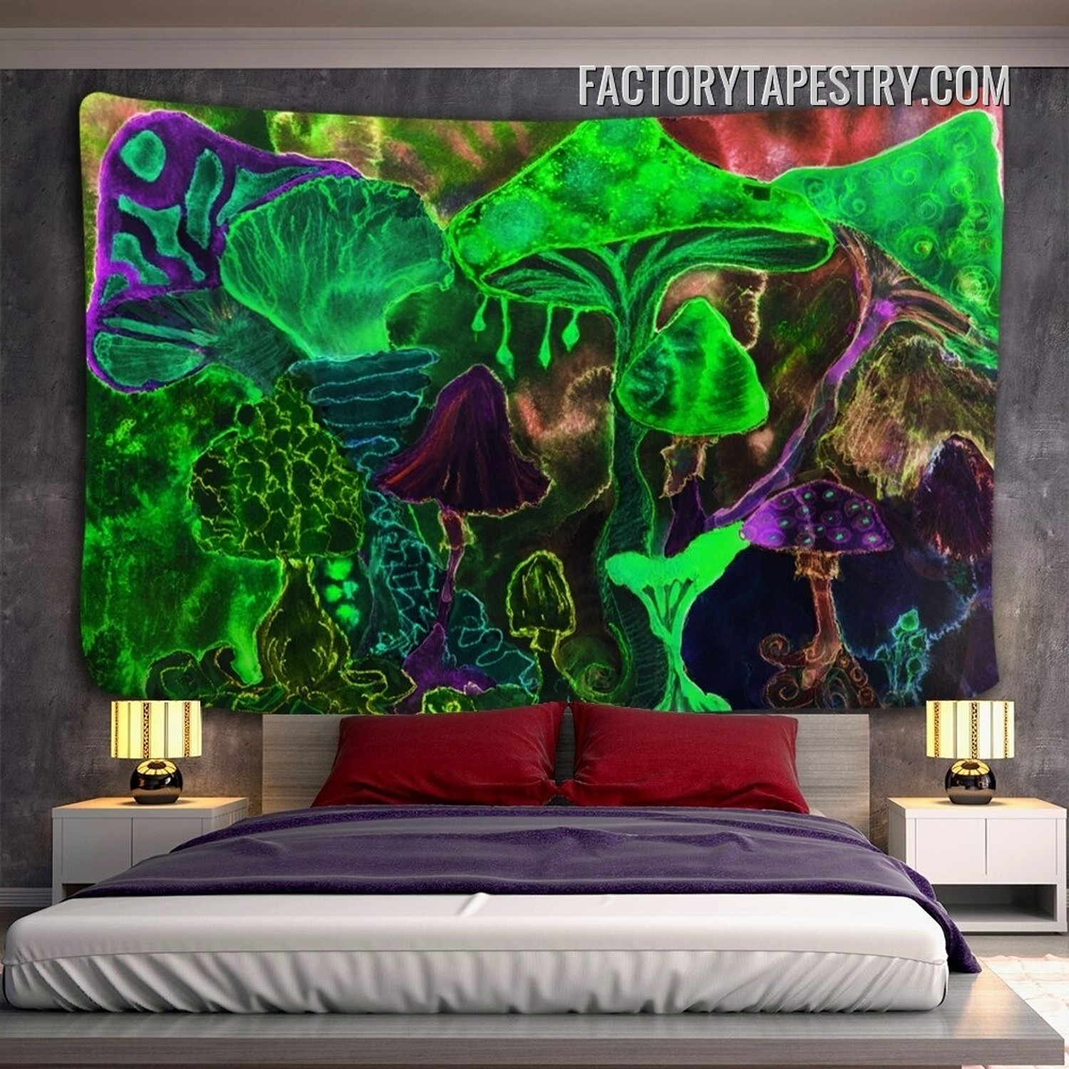 Psychedelic Mushrooms II Psychic Wall Hanging Tapestry for Bedroom Dorm Home Decoration