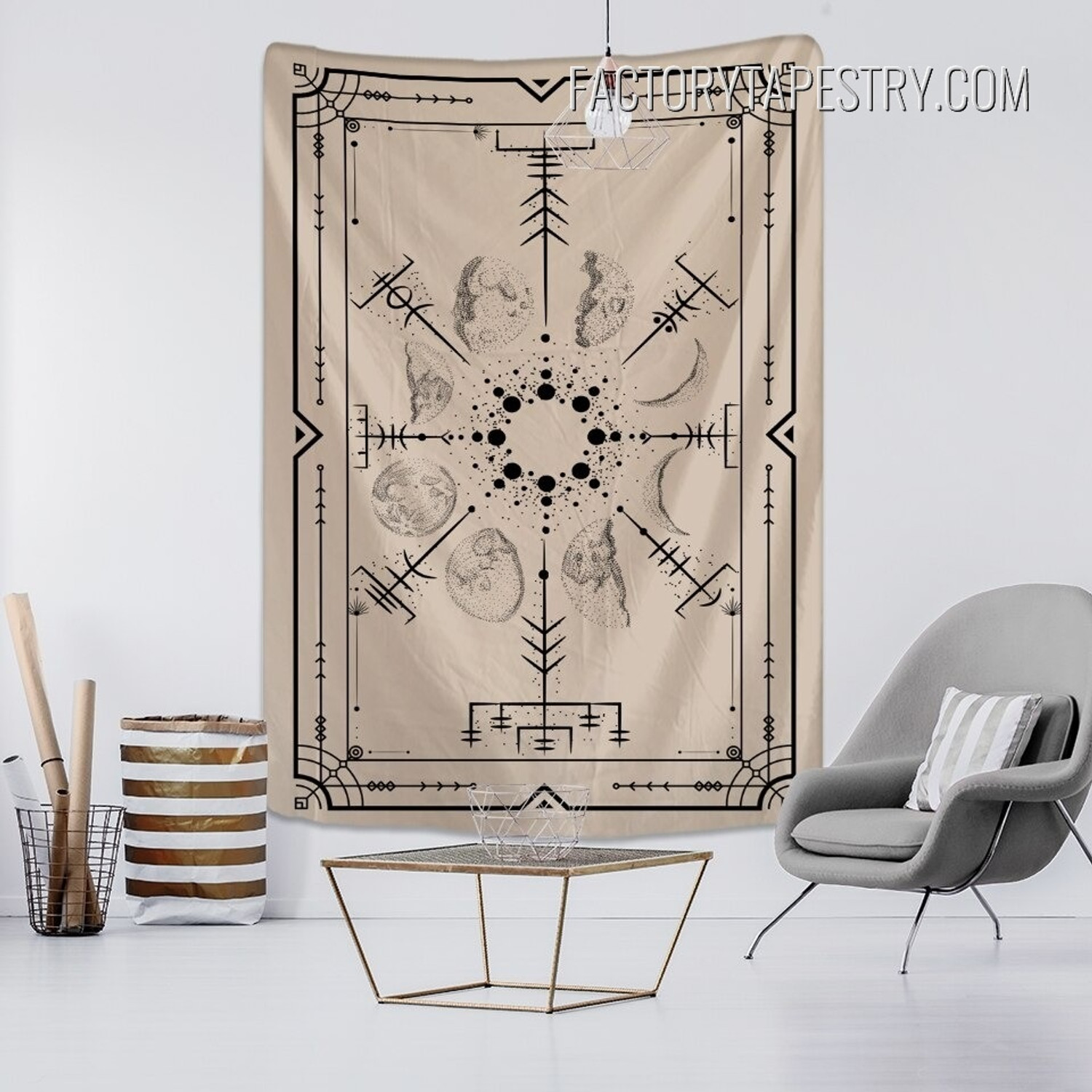 Moon Phases VIII Bohemian Tarot Witchcraft Wall Hanging Tapestry for Bedroom Decoration