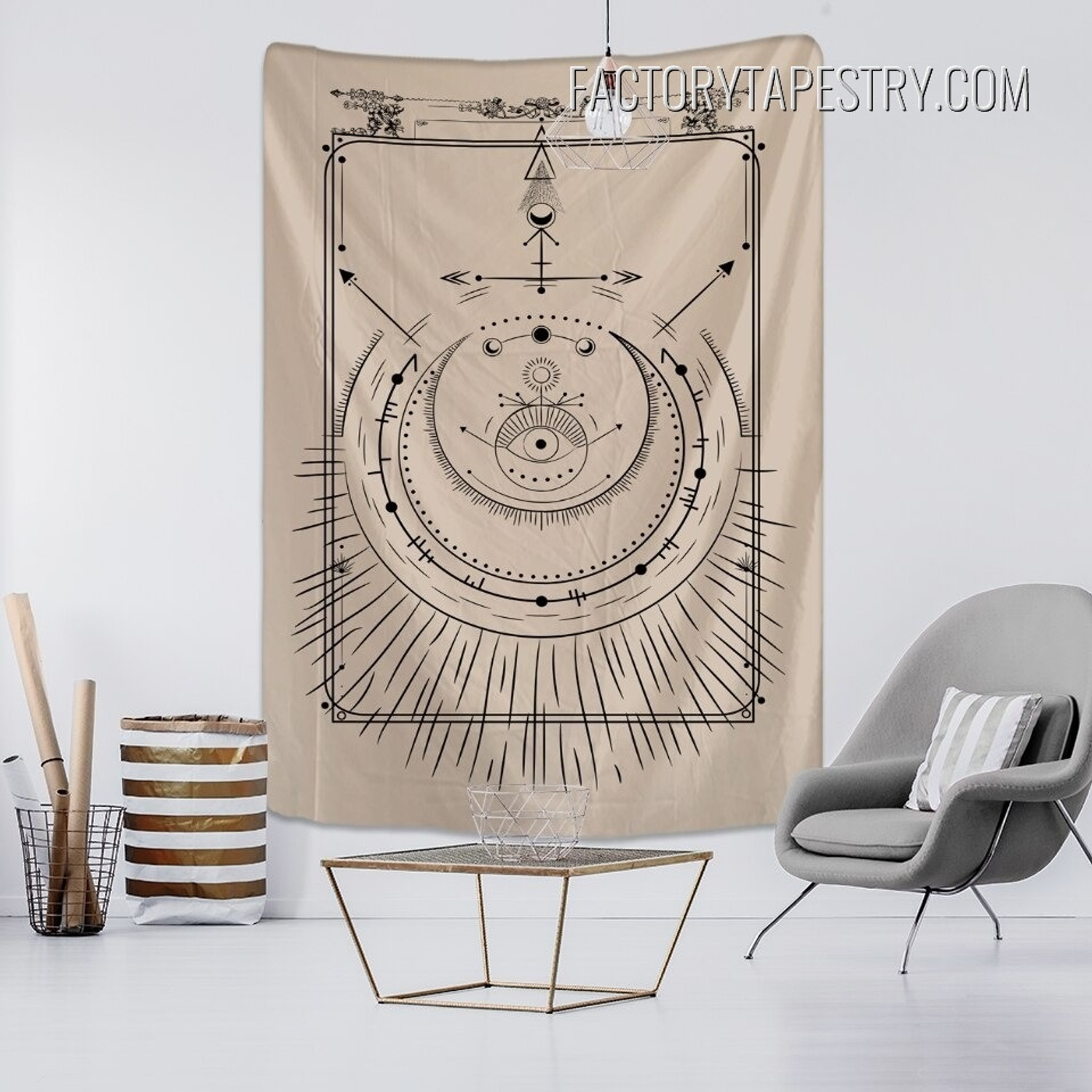 Mystic Symbols Bohemian Tarot Witchcraft Wall Hanging Tapestry for Bedroom Decoration