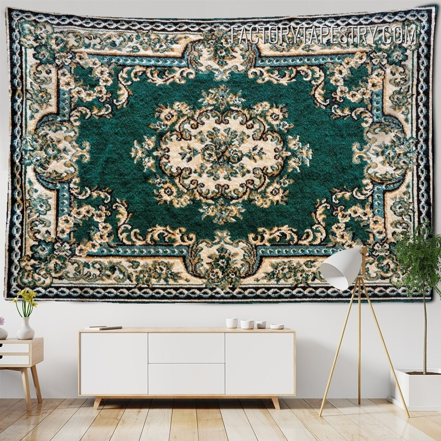 Persian Carpet Texture Floral Mandala Bohemian Wall Hanging Tapestry for Bedroom Decoration