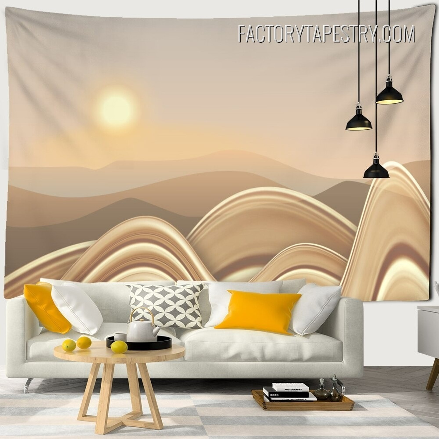 Bumpy Mountain Abstract Landscape Nordic Wall Hanging Window Tapestry for Bedroom Decoration