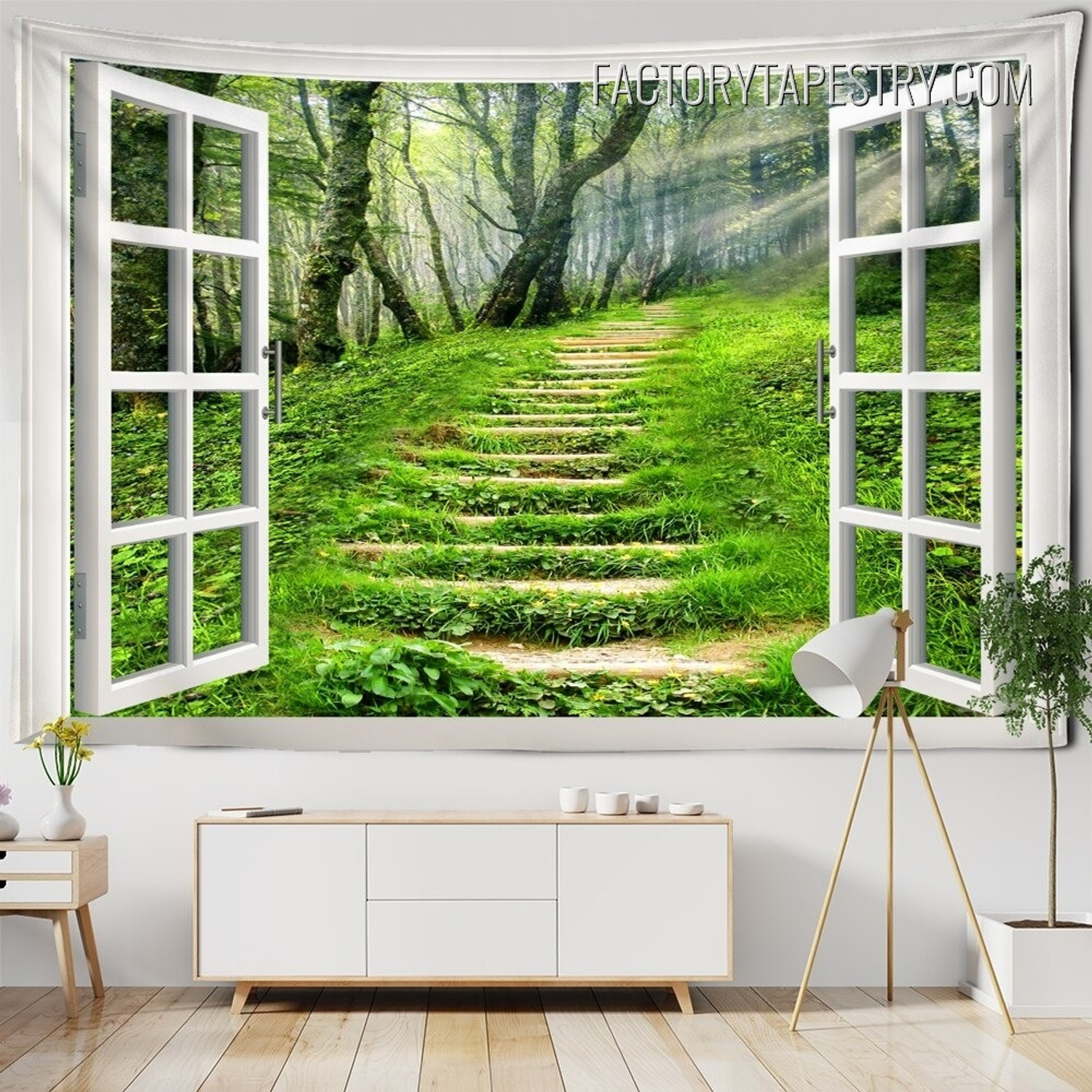 Forest Path Nature Landscape Modern Wall Hanging Tapestry for Home Decoration