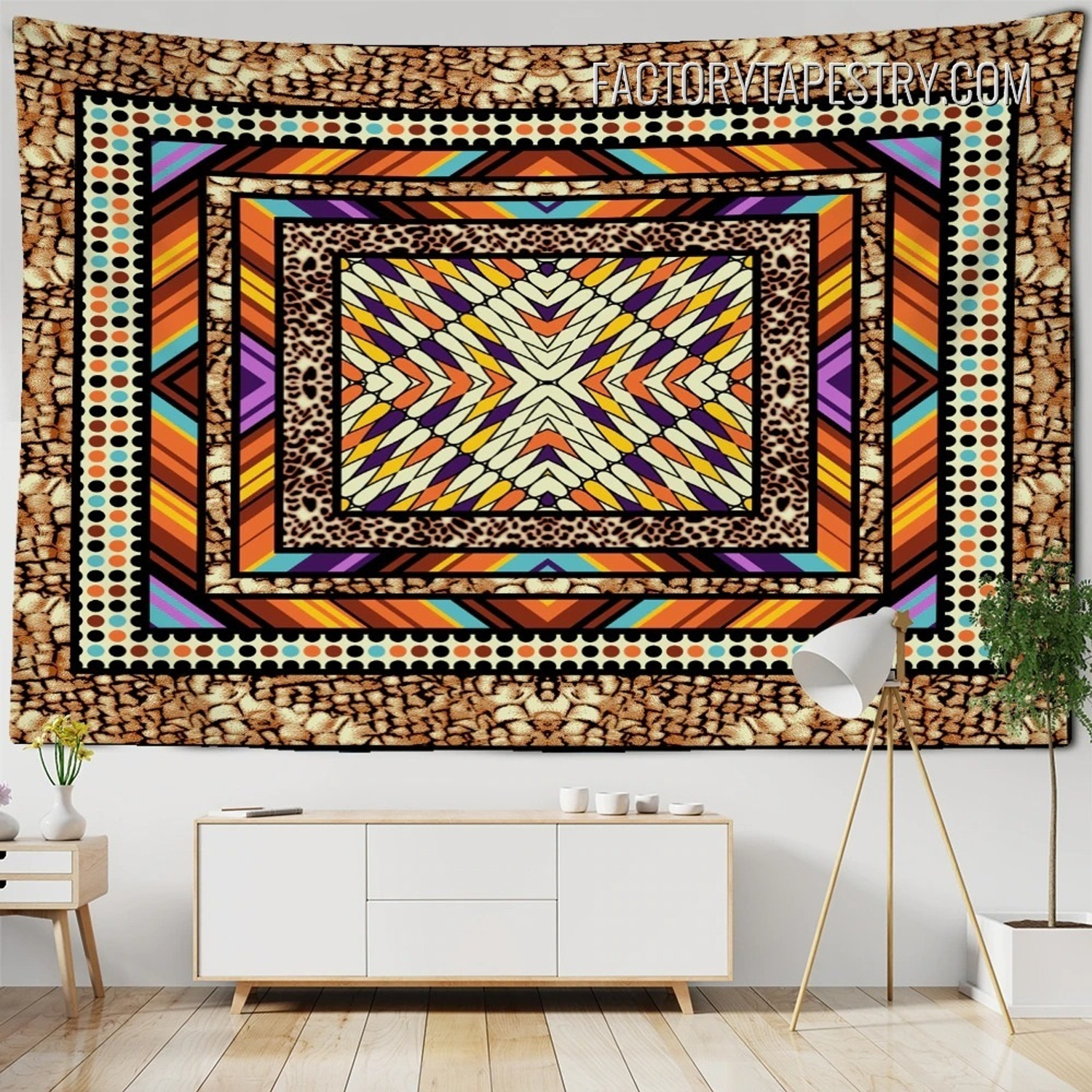 Traditional Geometric Pattern Floral Mandala Bohemian Wall Hanging Tapestry for Room Décor
