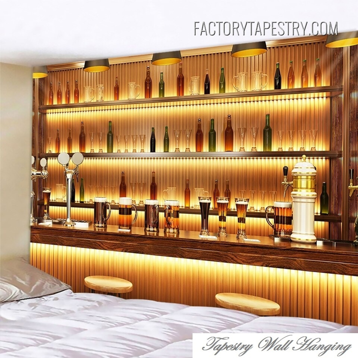 Luxury Bar Backdrop Modern Architecture Wall Hanging Tapestry for Room Decoration