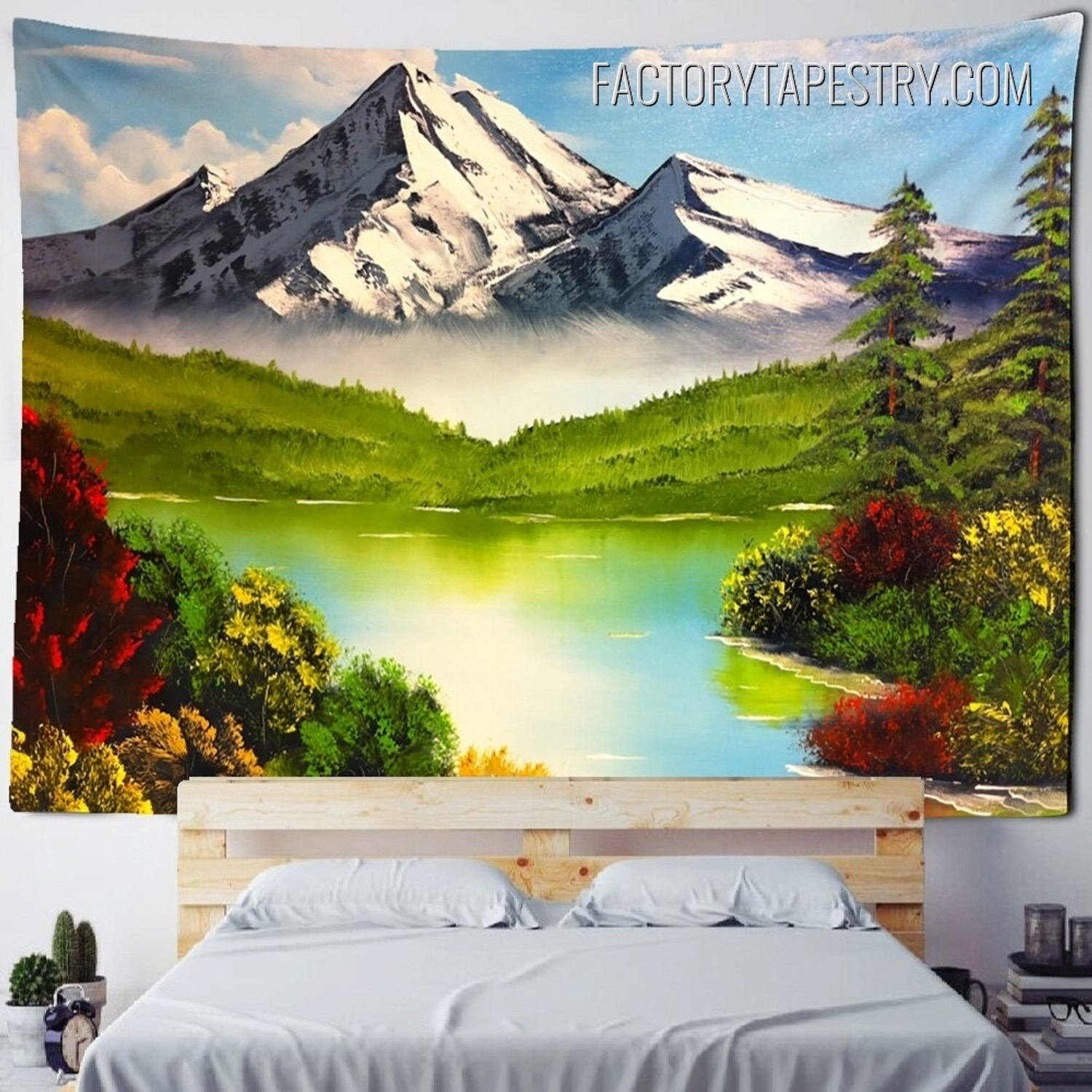 Mountain River Abstract Landscape Retro Wall Hanging Tapestry for Room Decoration