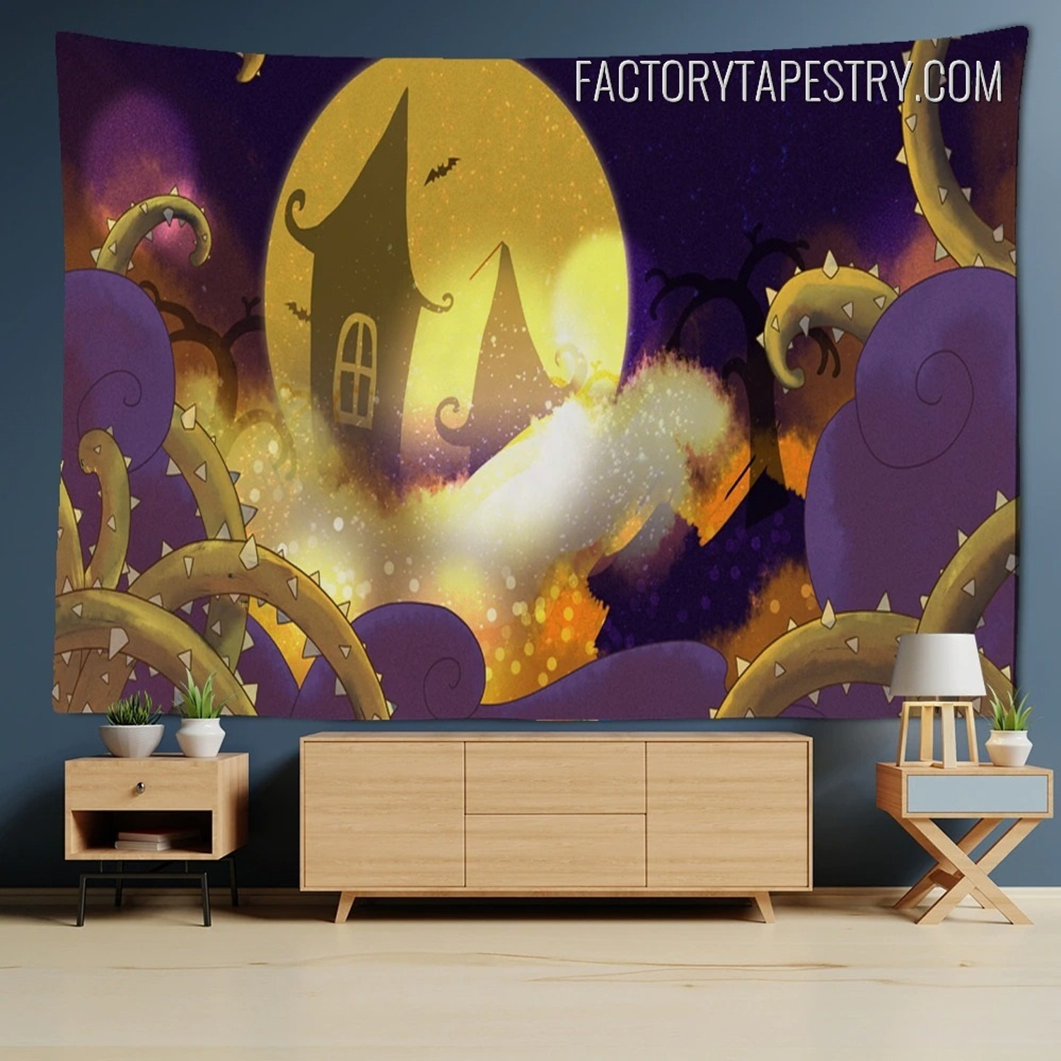 Haunted House Halloween Backdrop Dream Modern Wall Hanging Tapestry for Home Decoration