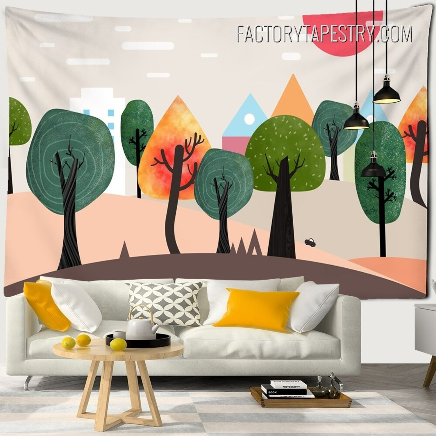 Summer Landscape Abstract Forest Modern Wall Decor Tapestry for Bedroom Decoration