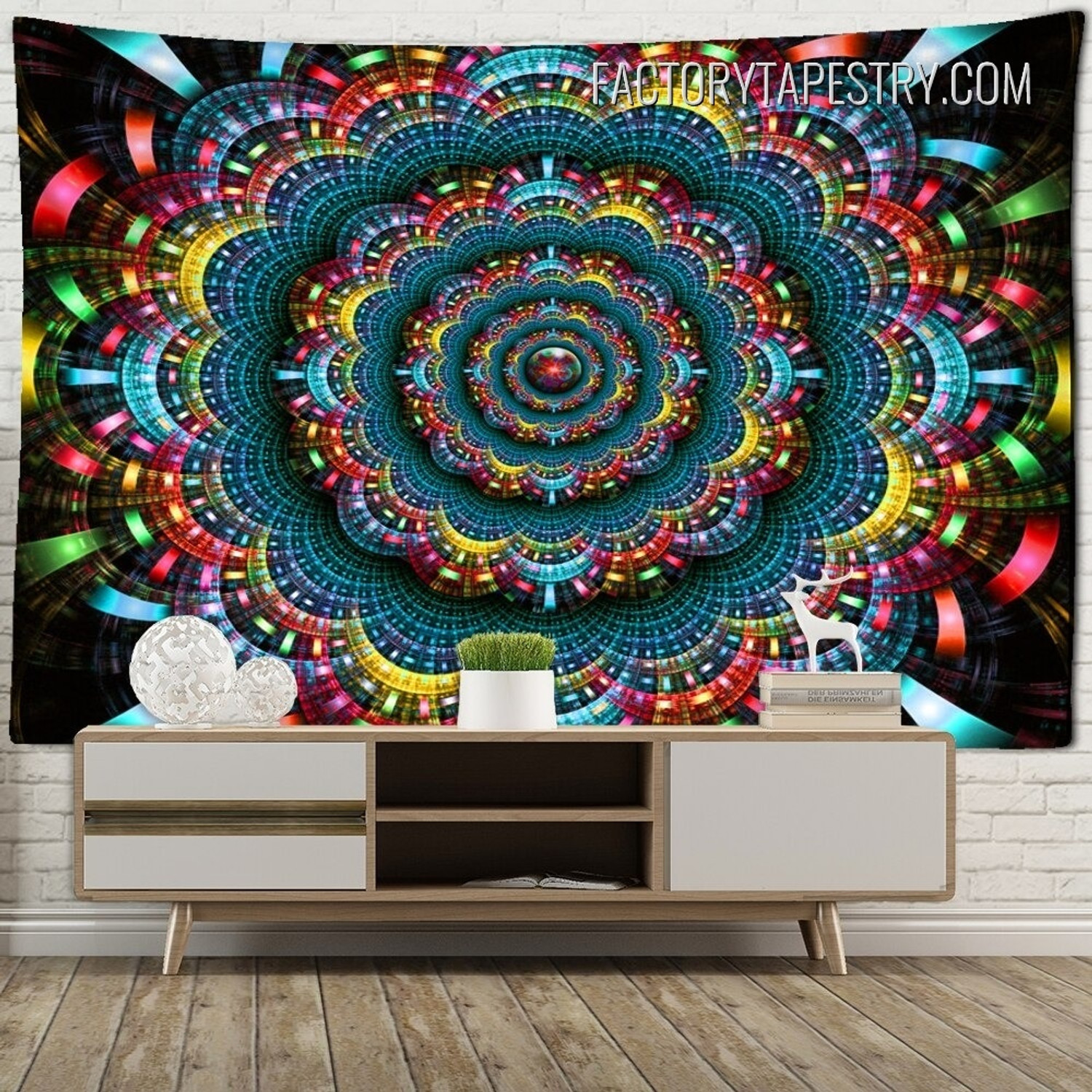 Digital Mandala Pattern Psychedelic Abstract Wall Art for Bedroom Decoration