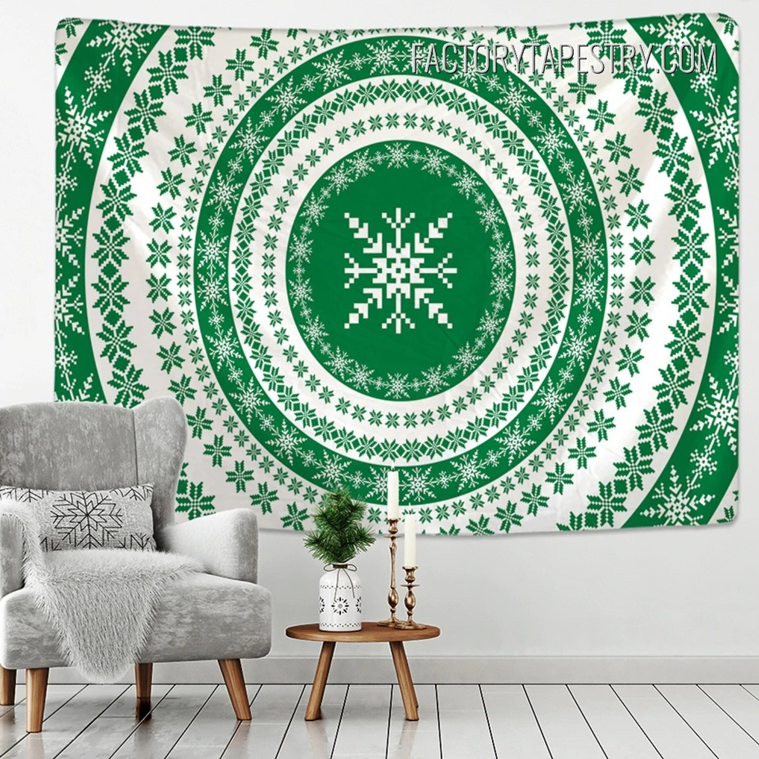 Snowflake Design Christmas Occasion Modern Wall Hanging Tapestry for Home Decoration