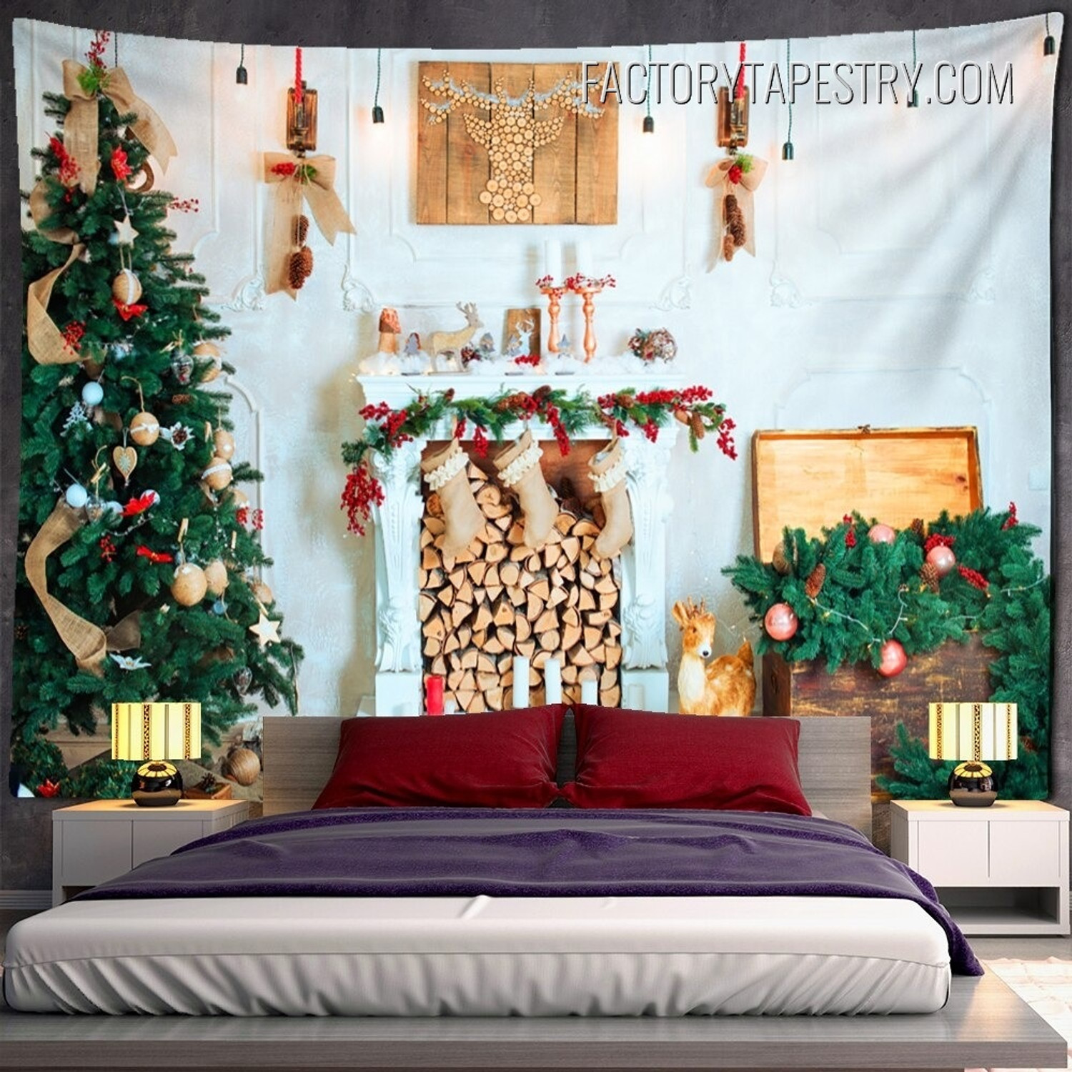 Christmas Decorations Xmas Living Room Background Wall Hanging for Party Home Christmas Wall Décor