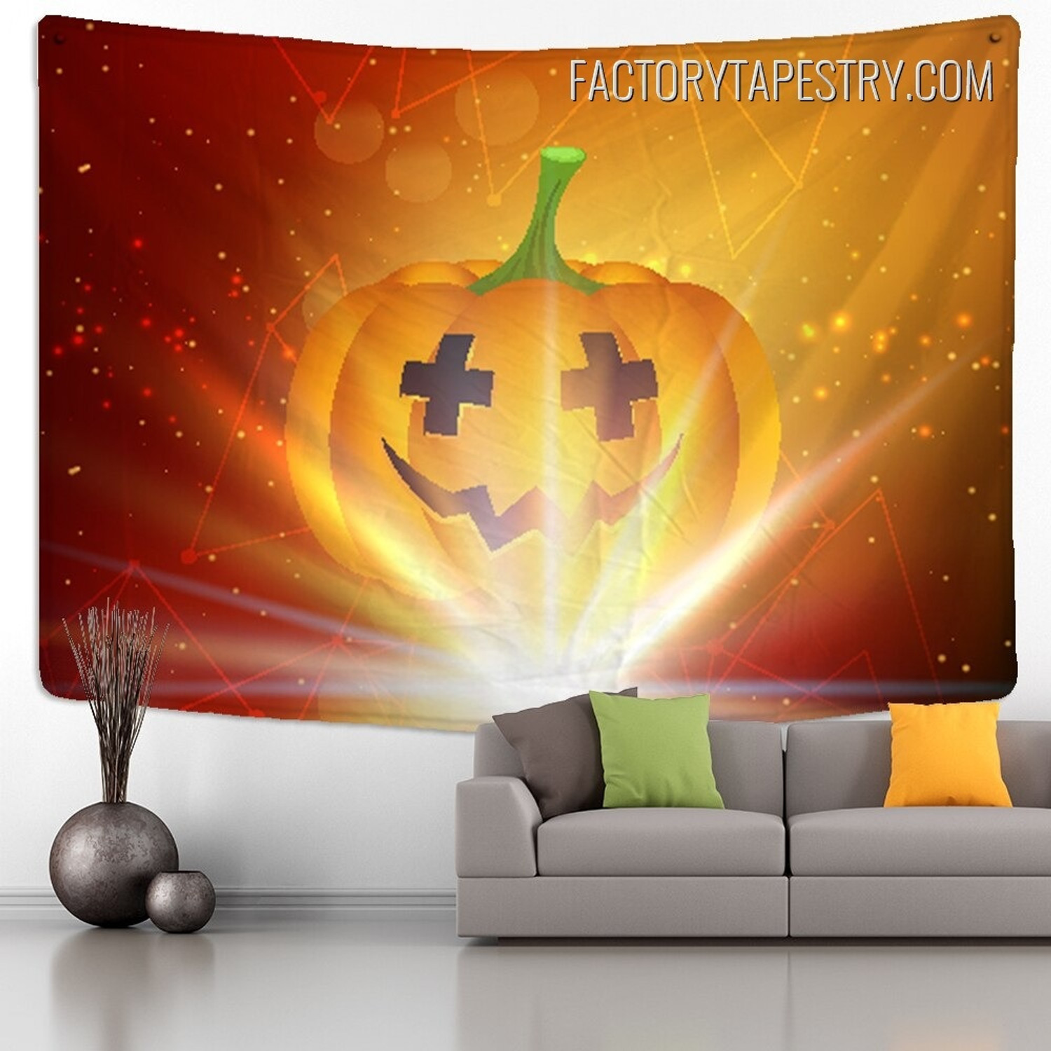 Happy Halloween Fantasy Pumpkin Tapestry Modern Wall Hanging Tapestries for Spooky Wall Art