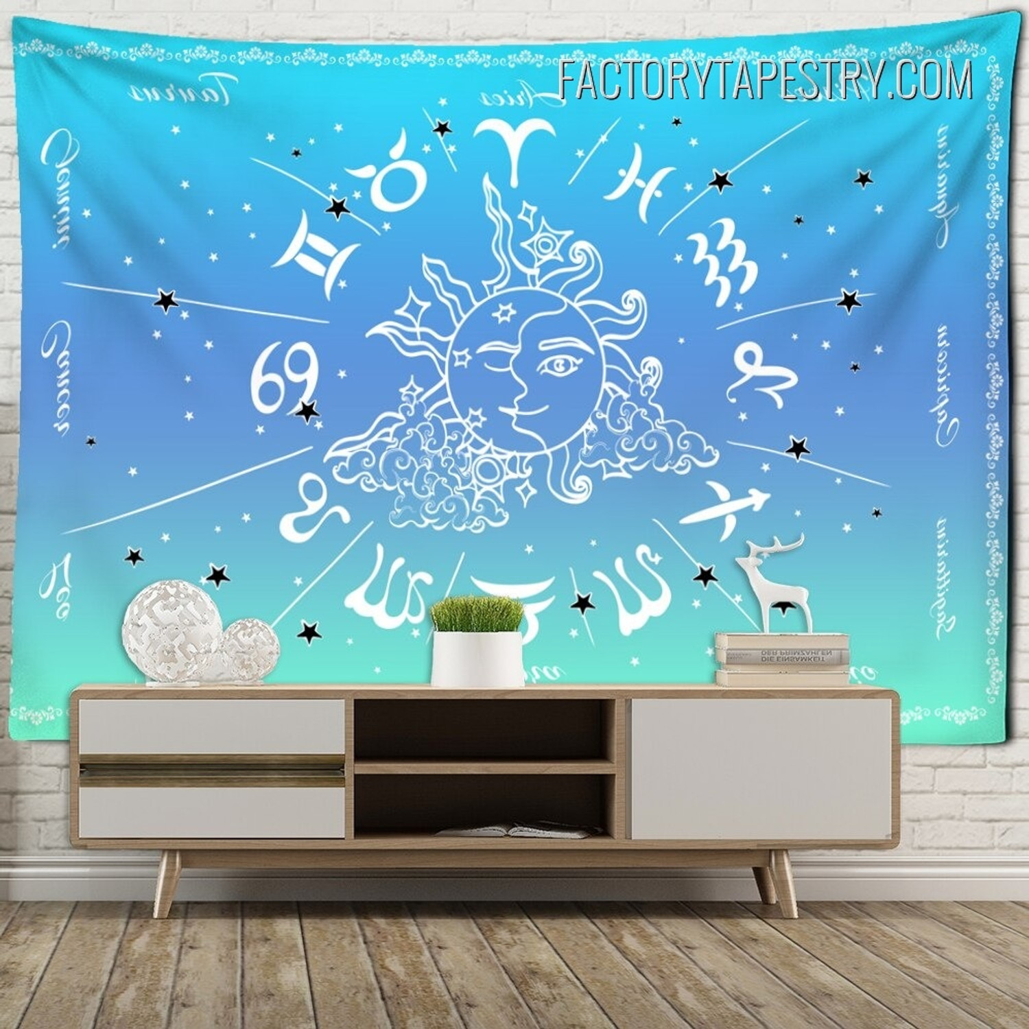 Horoscope Circle Astrology Zodiac Tarot Wall Decor Tapestry for Bedroom Decoration