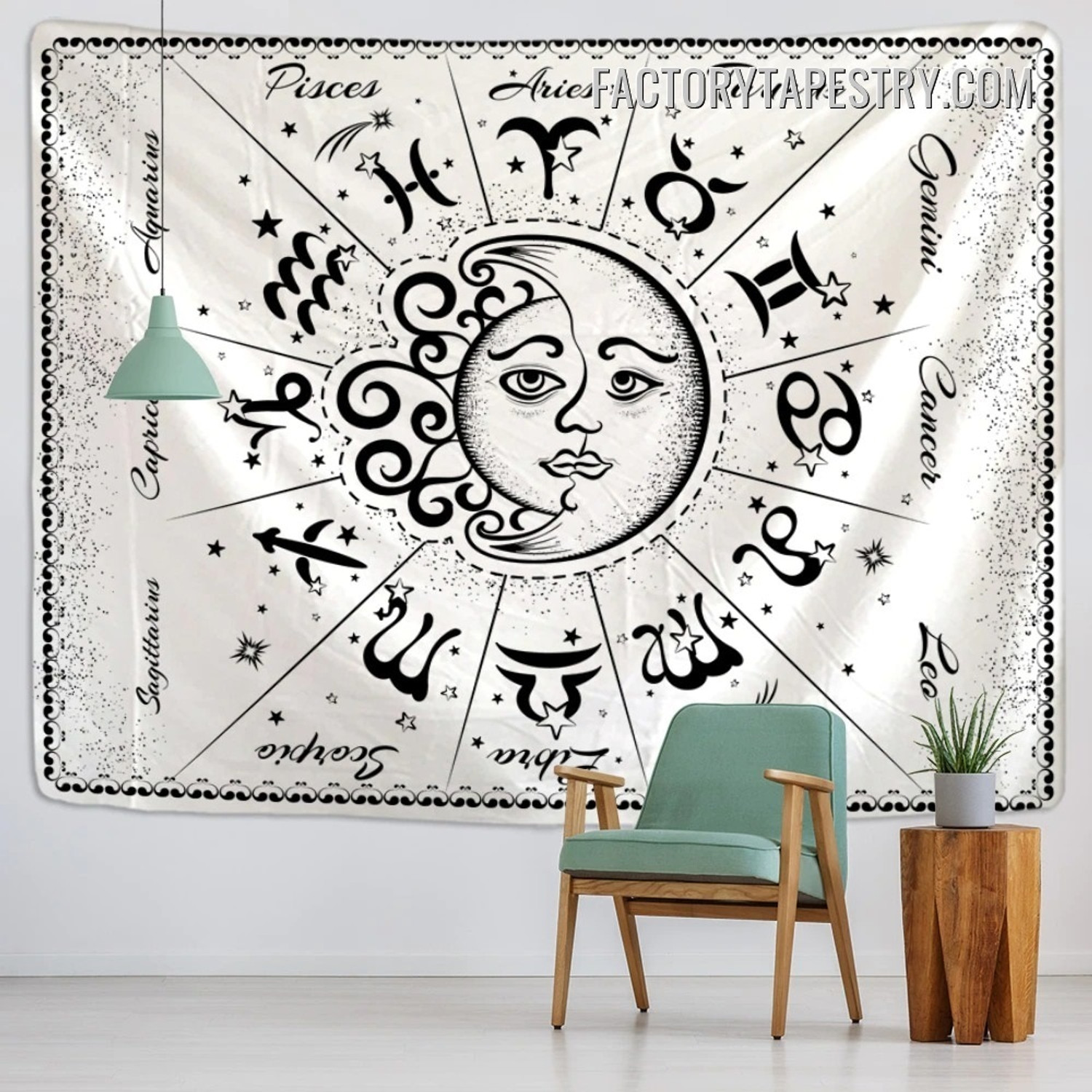 Zodiac Signs Bohemian Tarot Wall Hanging Tapestry