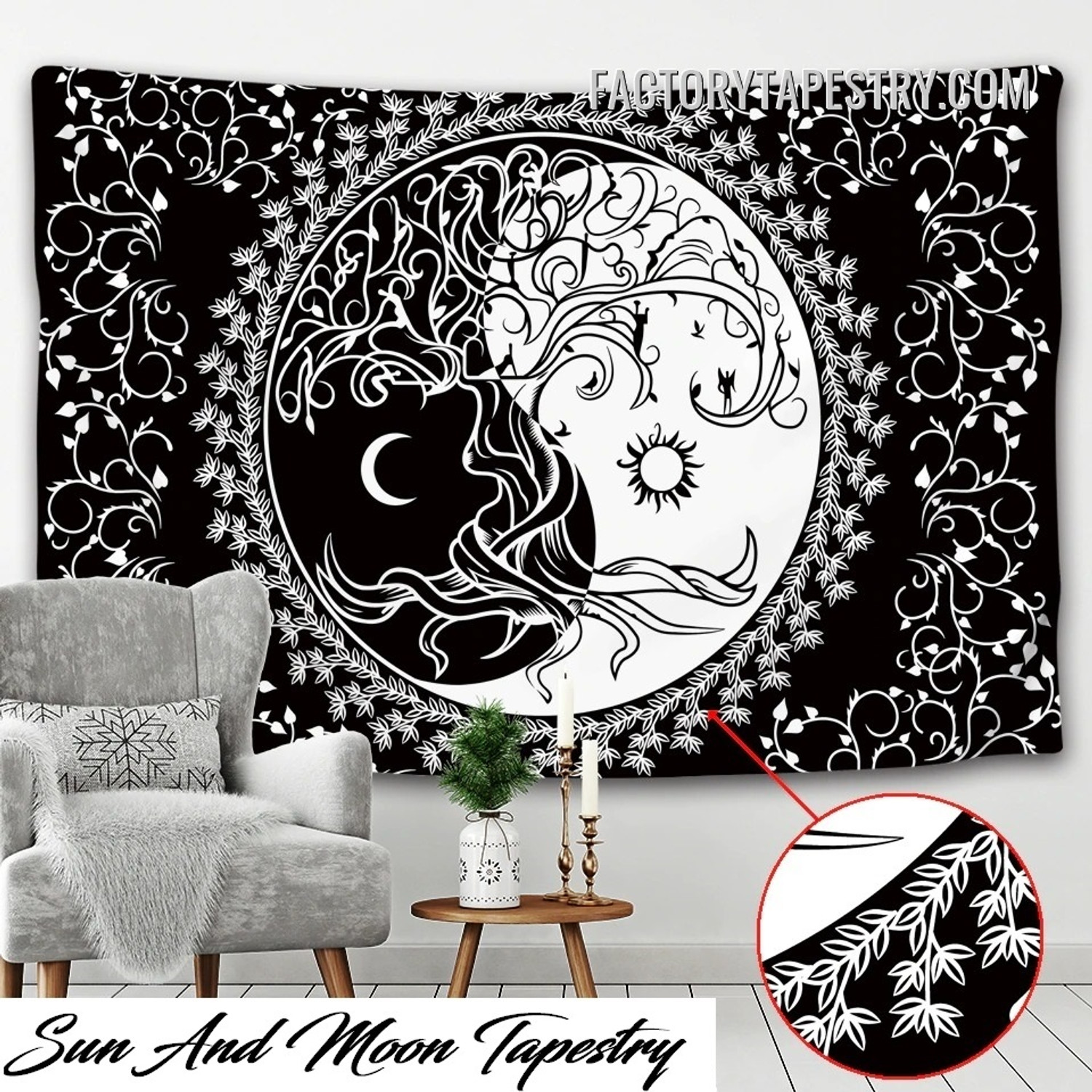 Sun and Moon I Bohemian Tarot Wall Hanging Tapestry