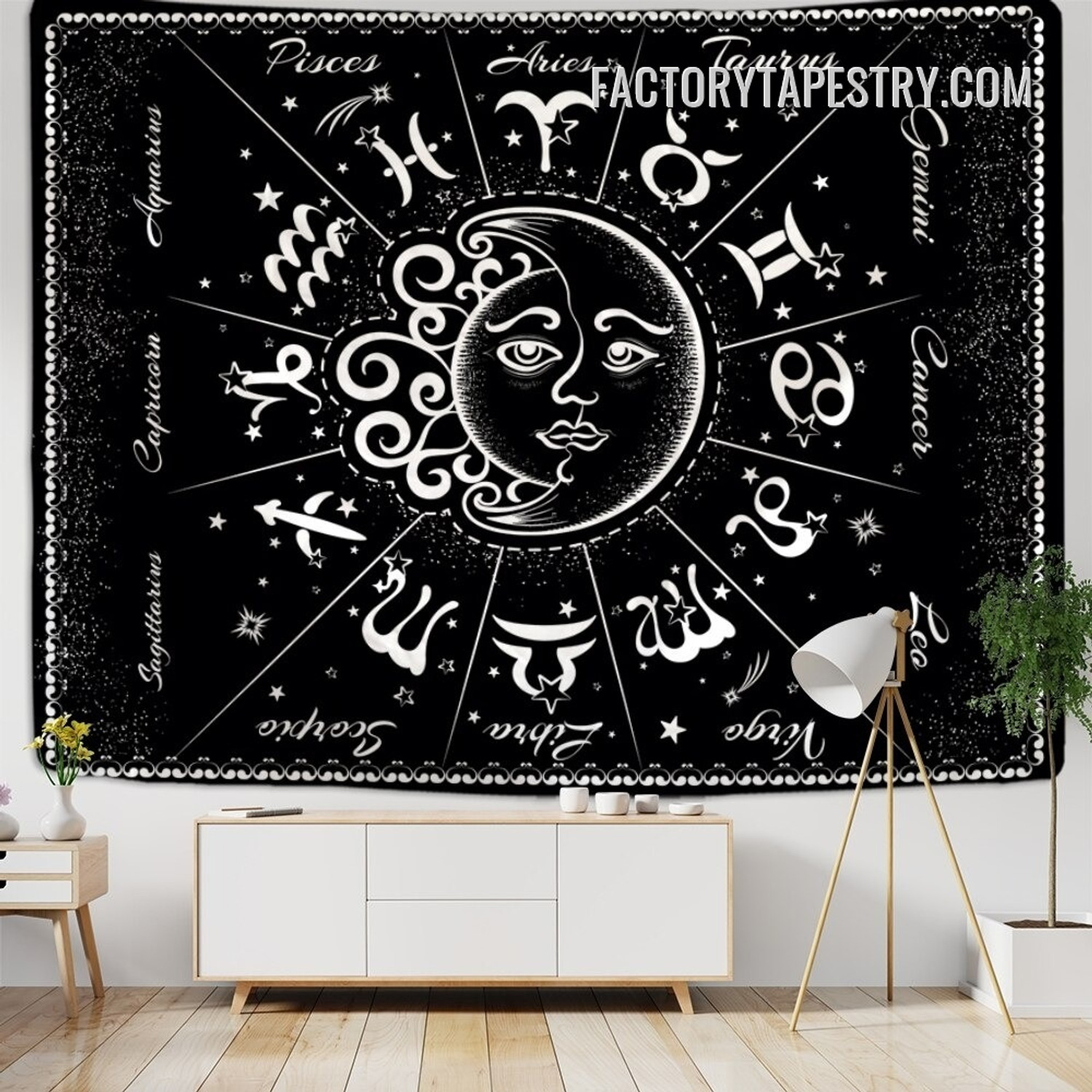 Zodiac Signs I Bohemian Tarot Wall Art Tapestry