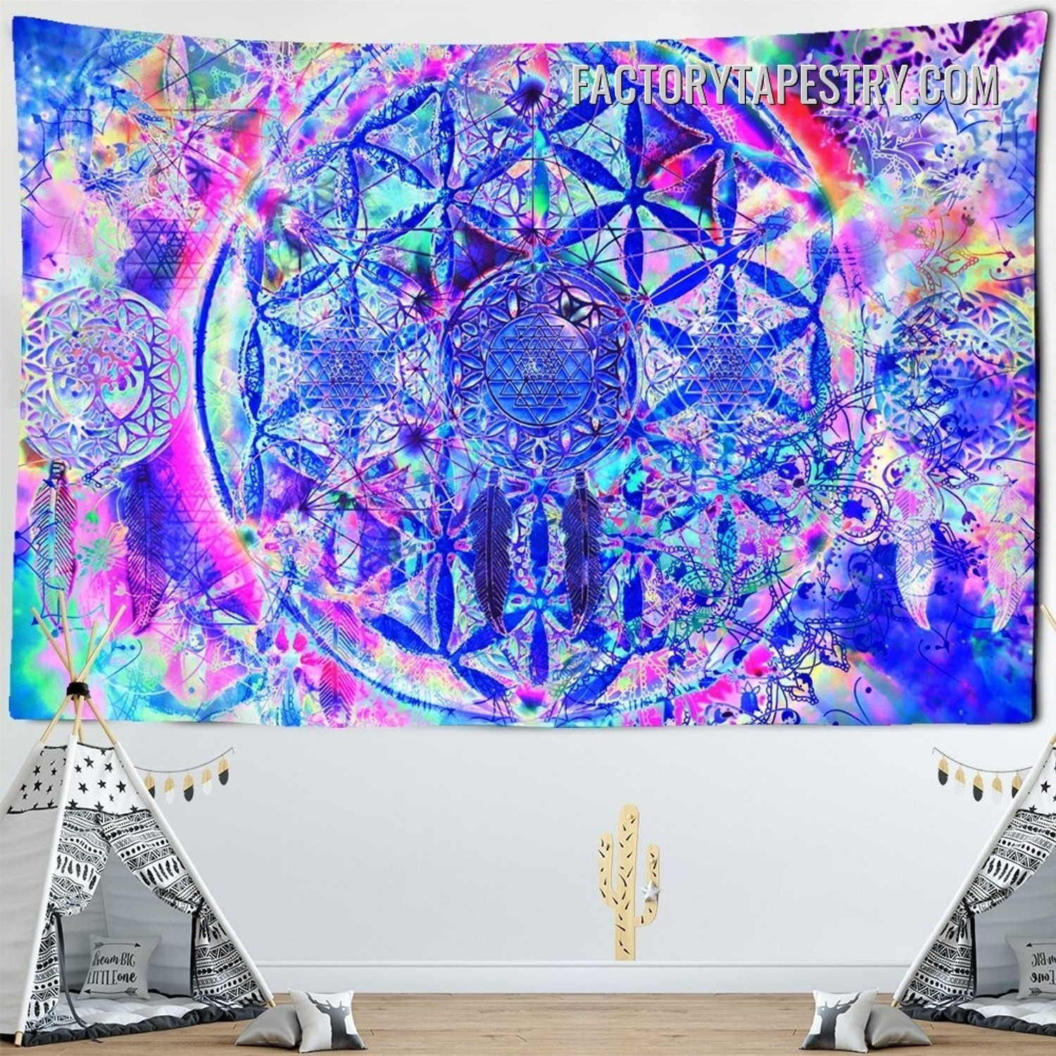 Sacred Geometry I Spiritual Mandala Psychedelic Tapestry Wall Hanging