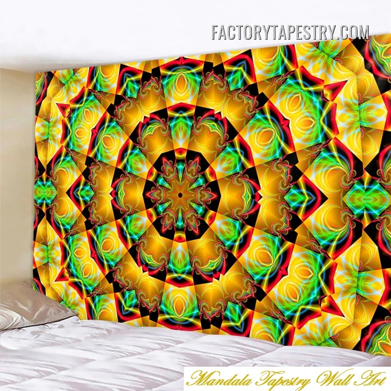 Vivid Mandala Design Psychedelic Wall Art Tapestry